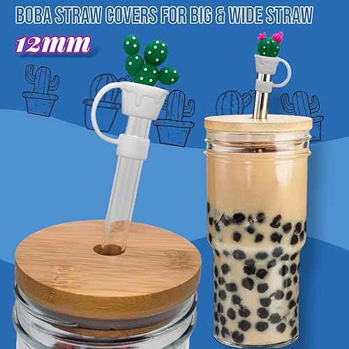 Miniatura 3 de 4 tapas de paja para pajitas Boba, 0.472 in y 0.551 in de silicona para pajitas jumbo, pajitas de batido, pajitas anchas, pajitas grandes, pajitas