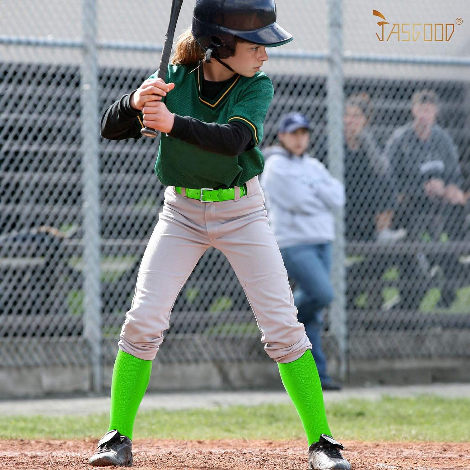 JASGOOD 2 Pack Baseball Socks and Belt Combo Set Softball Socks and Belts Elastic Waist Belt for Youth and Adult Boys - Image 2