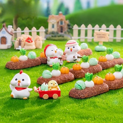 Miniatura 4 de Kit de 7 piezas de figuras miniatura de resina de conejo, accesorios de jardín de hadas, mini cesta de paja, figuras de zanahoria, adornos de conejo