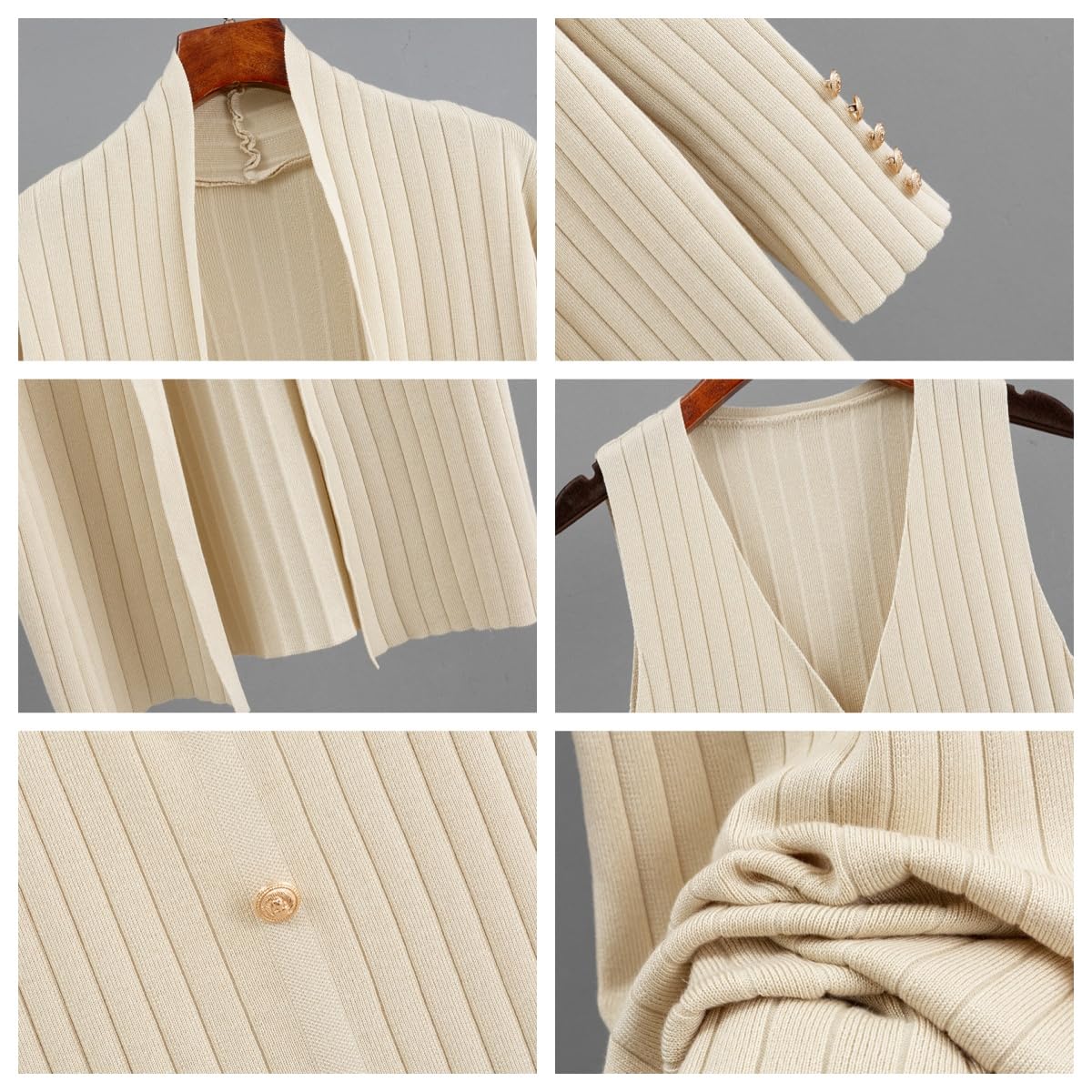Conjuntos Mujer Verano Conjunto De Dos Piezas Para Mujer: Vestido De Punto Con Cárdigan Largo Vestido Sin Mangas Tipo Chaleco Y Cárdigan Largo Con Frente Abierto Conjunto Elegante De Ropa De Estar