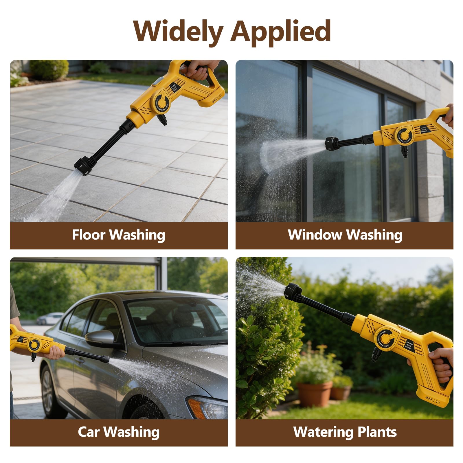 Akumulatorowa myjka wysokociśnieniowa kompatybilna z akumulatorem Dewalt 20 V, 1300 psi, przenośna myjka wysokociśnieniowa z wężem 5 m, dysza 6 w 1, bezszczotkowy pistolet do czyszczenia samochodu