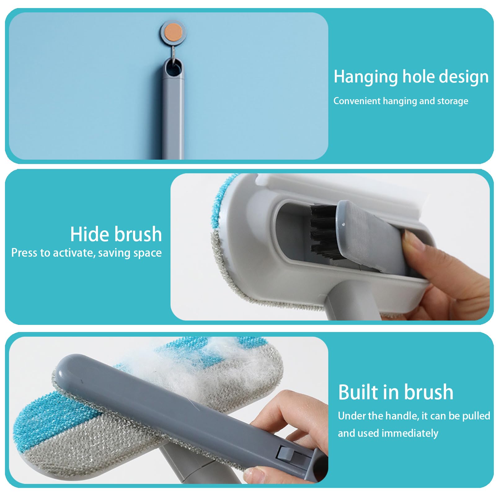 Éliminateur électrostatique 4 en 1 pour Animaux de Compagnie (Lot de 2) avec Tige d'extension - Brosse Anti-Peluches réutilisable pour Poils de Chien et de Chat sur canapé, Tapis