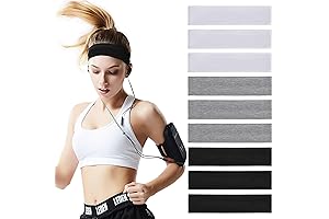 9-Pack Cotton-Like White Fabric Headbands for Men and Women
