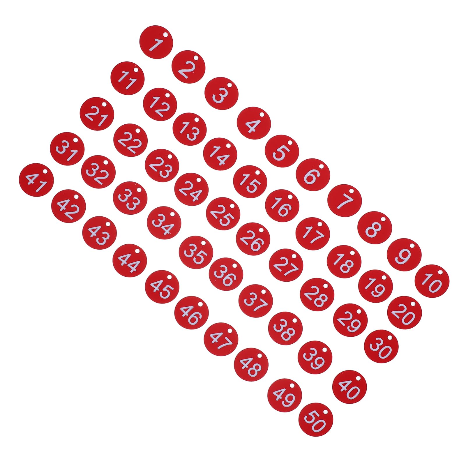 Etiquetas adhesivas redondas de plástico rojo con números grabados del 1 al 50 ULTECHNOVO 8