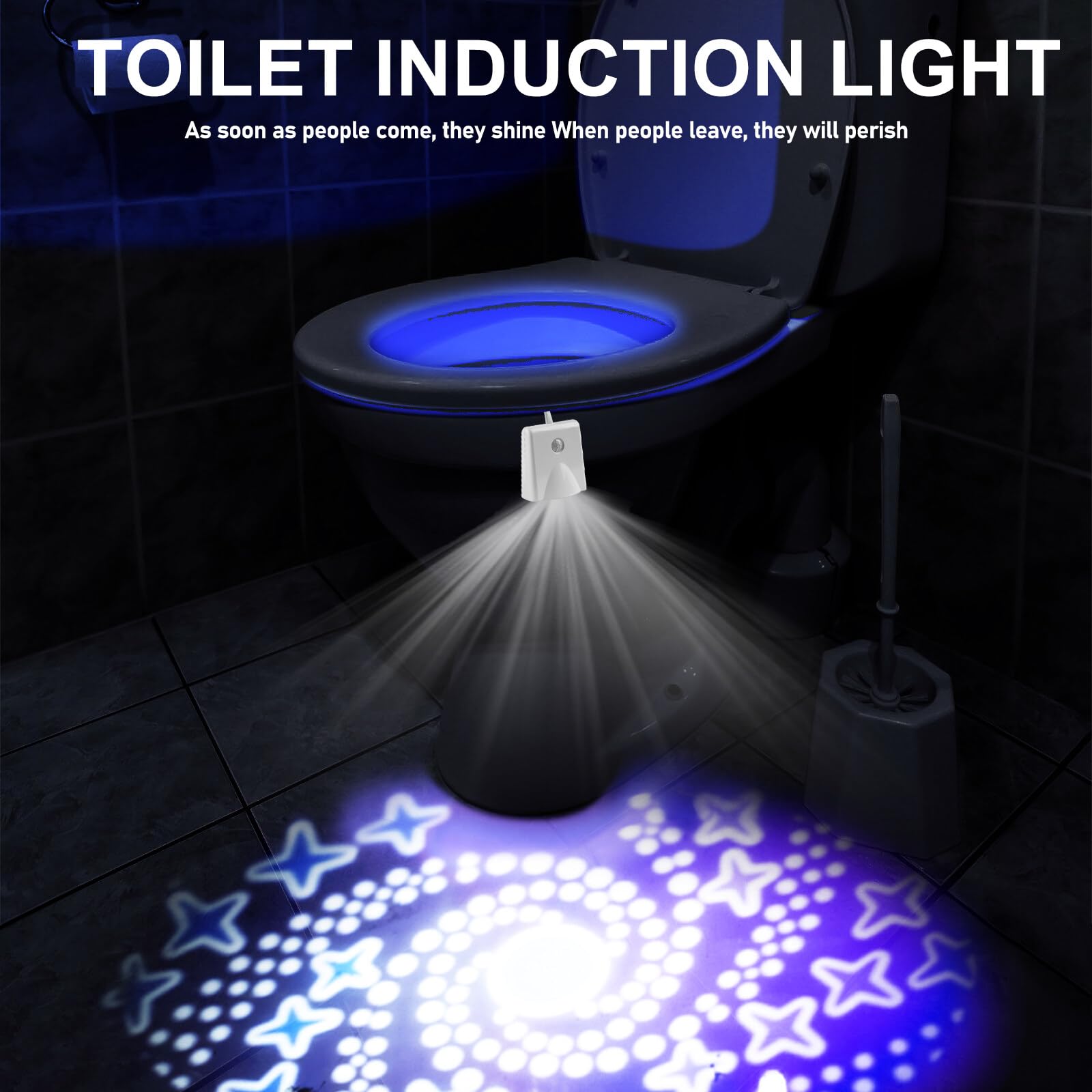 BAIFULAI 2 pezzi Luce per WC con sensore di movimento, Luci per WC all'interno, 16 colori Luce notturna per WC con lampada di proiezione, illuminazione d