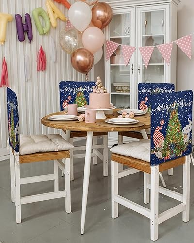 Miniatura 3 de 8 Packs Christmas Gnomes Dining Chair Back Cover, Stretch Kitchen Dinner Chair Seat Covers Washable Chair Slip Covers, Removable Slipcovers Protect