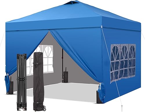 GDY Tienda de campaña desplegable de 12 x 12 pulgadas con 4 paredes laterales, kioscos de playa con revestimiento plateado fácil de instalar, carpas