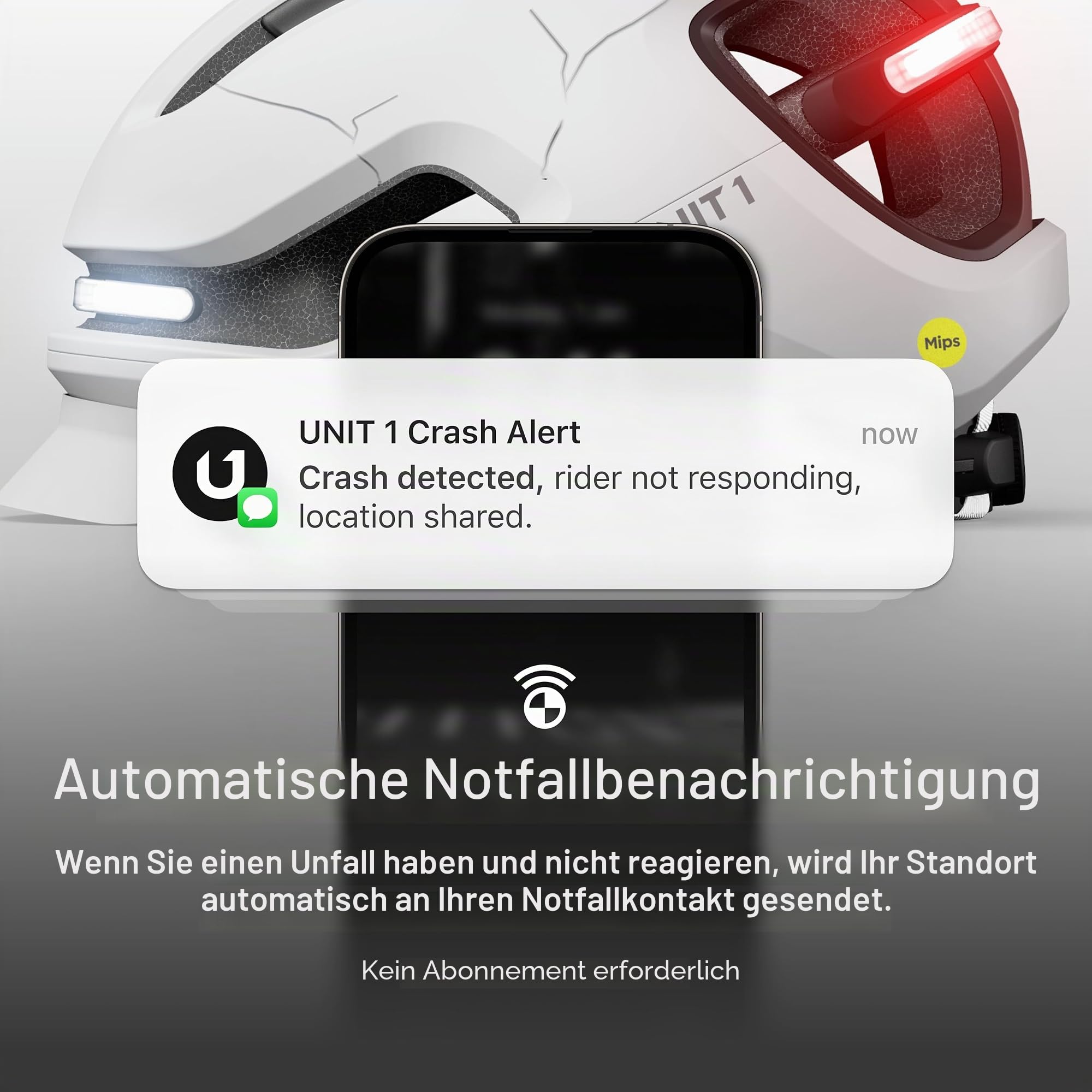 UNIT 1 Aura MIPS Smart-Fahrradhelm | Licht, Blinker & Aufprallalarm