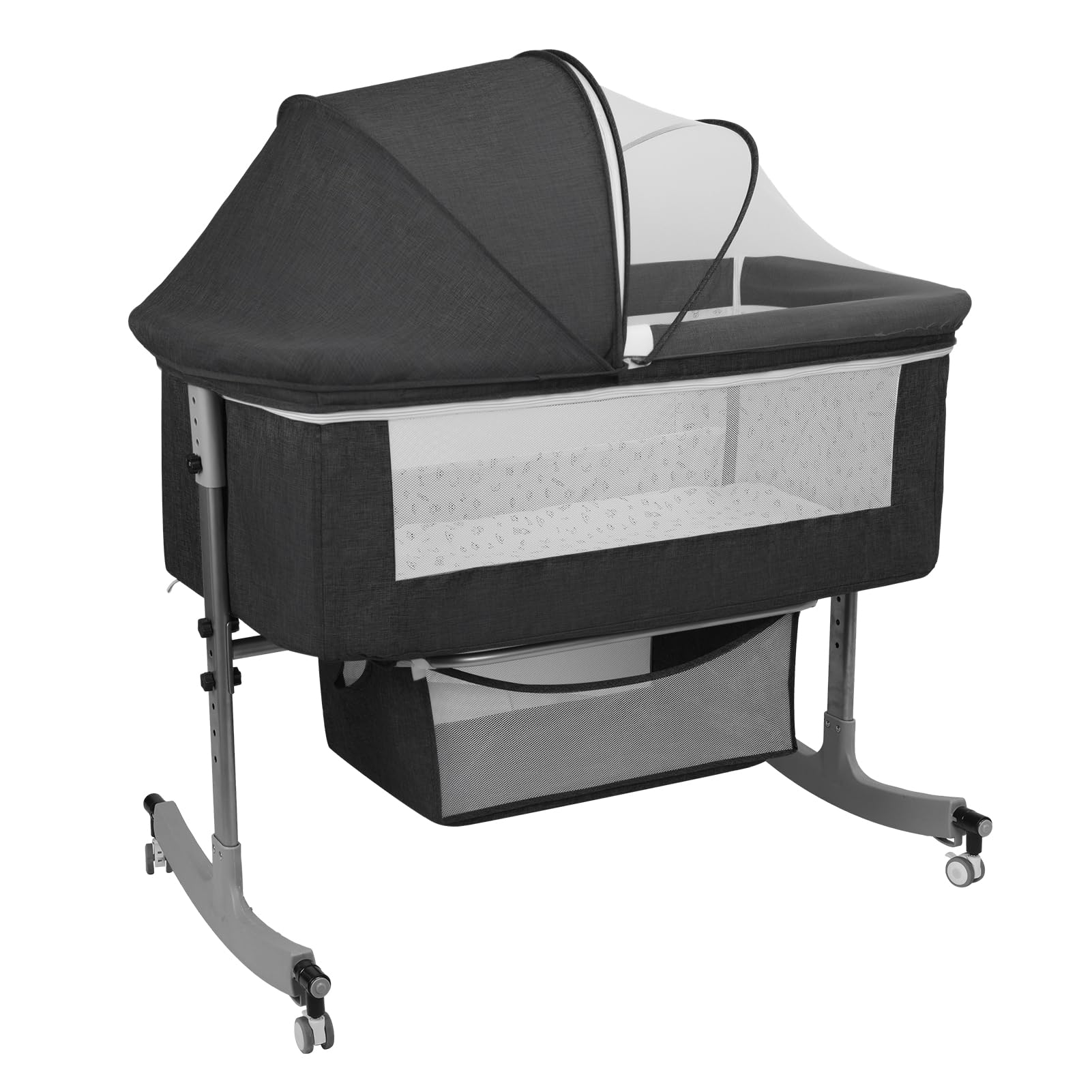 Lit bébé 3 en 1 berceau évolutif cododo réglable avec moustiquaire
