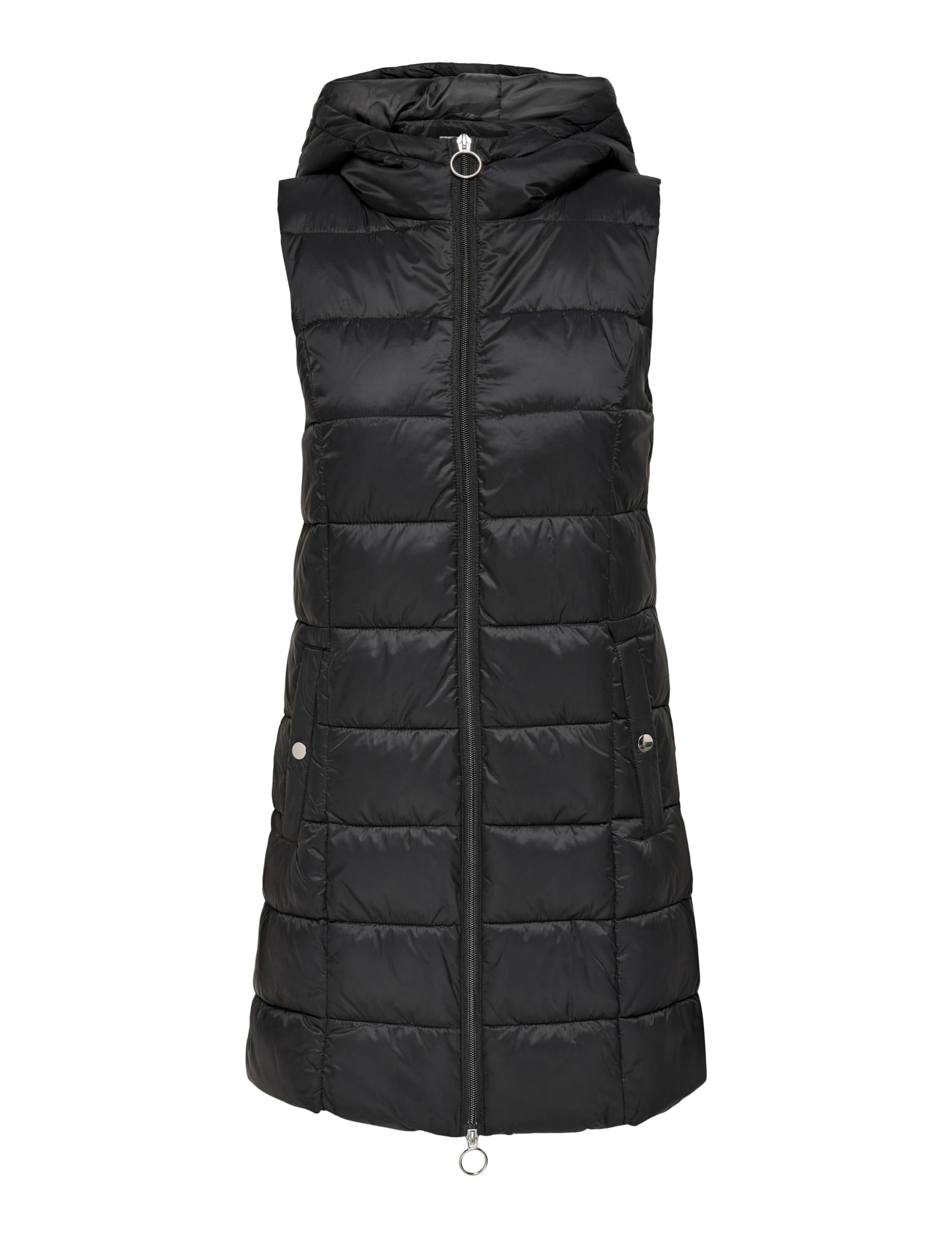 Chaleco acolchado con capucha mujer negro ropa de abrigo casual S 5