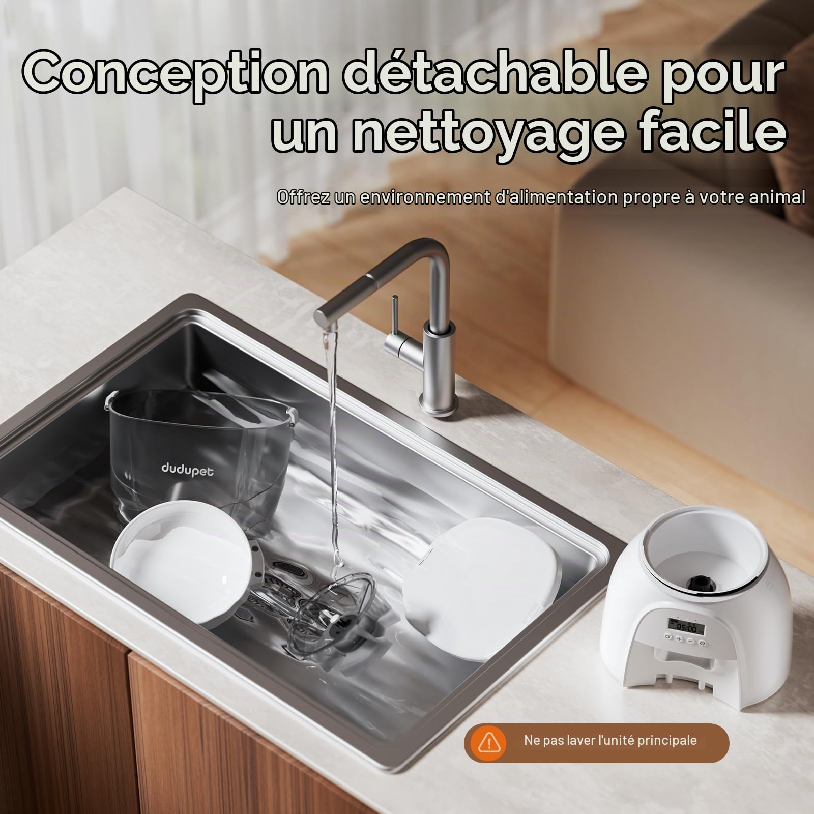 Distributeur Croquettes Chat Automatique 5L - Distributeur Croquettes Chat avec Minuterie Programmable - 1-6 Repas par Jour - Amovible et Lavable, Mangeoire de Nourriture pour Chien