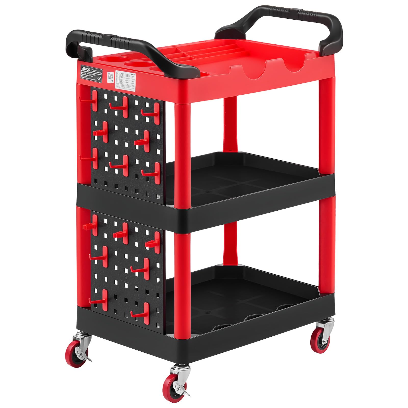VEVOR Chariot d'Atelier Max. 136kg Chariot de Service avec Panneau Perforé
