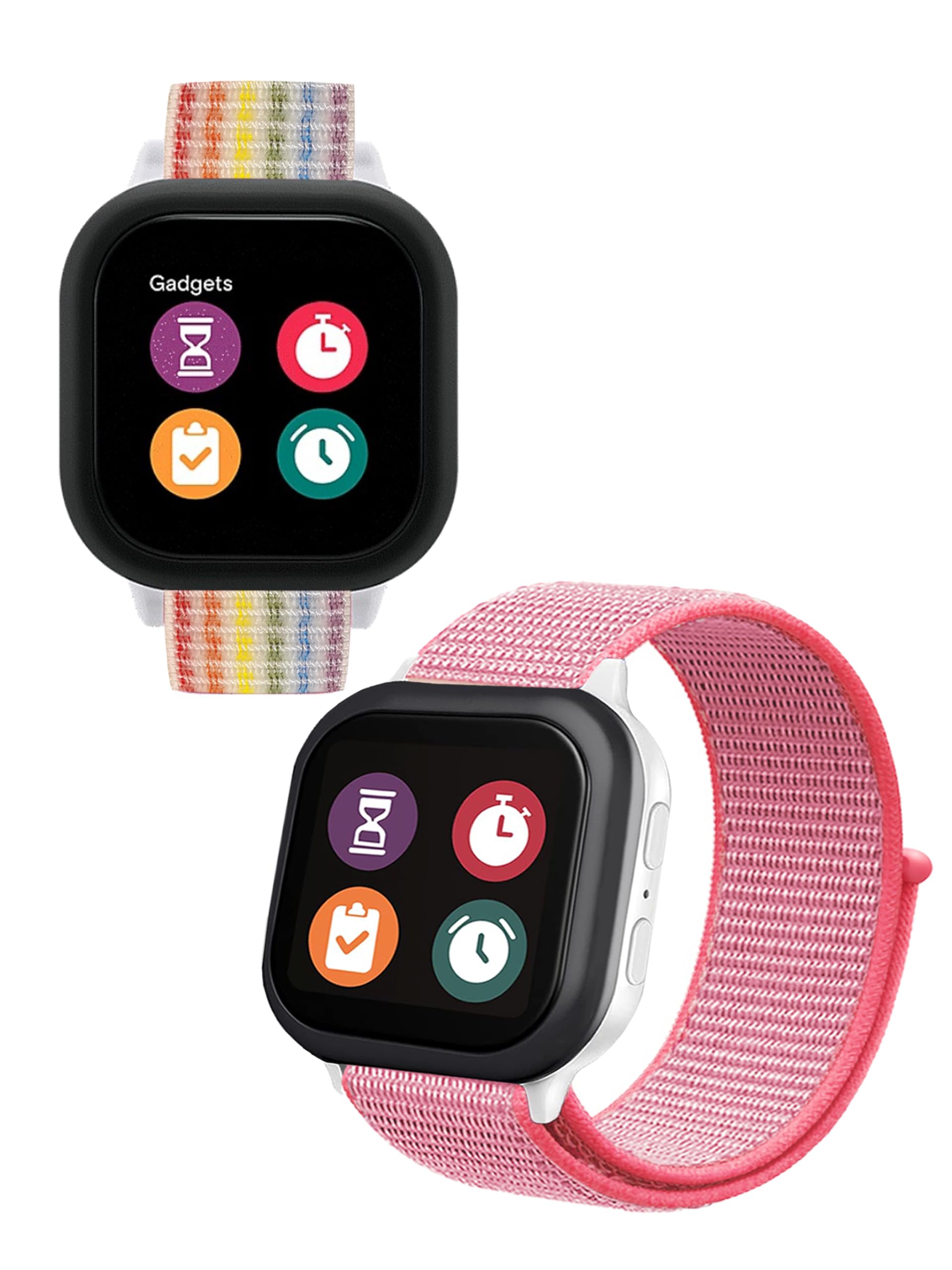 2 Pack Fit Length Watch Bands Compatible with Gizmo Watch 3 2 1/Gabb Watch 3 2 1: Hook&amp;Loop Easy to Use (Seven Color Pink)