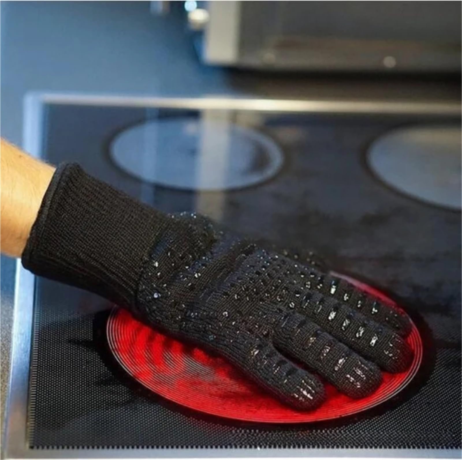 Guanti da forno antiscivolo for barbecue resistenti al calore e ignifughi fuoco for 500-800 gradi centigradi Per Grigliare(1pair)