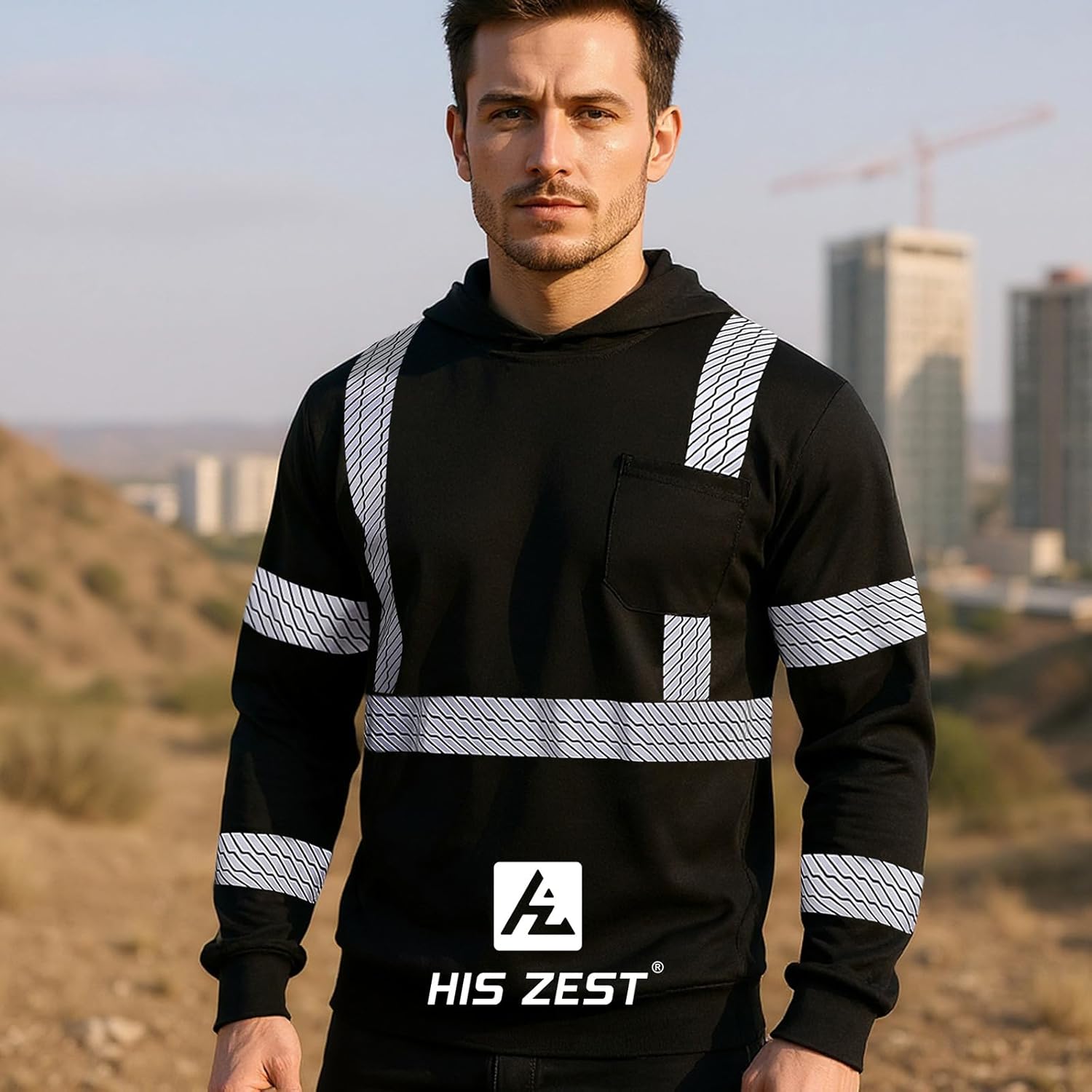 Hi Vis Safety Hoodie ANSI Class 3 Shirts High Visibility Long Sleeve Construction Pullover with Reflective Strips - Image 6