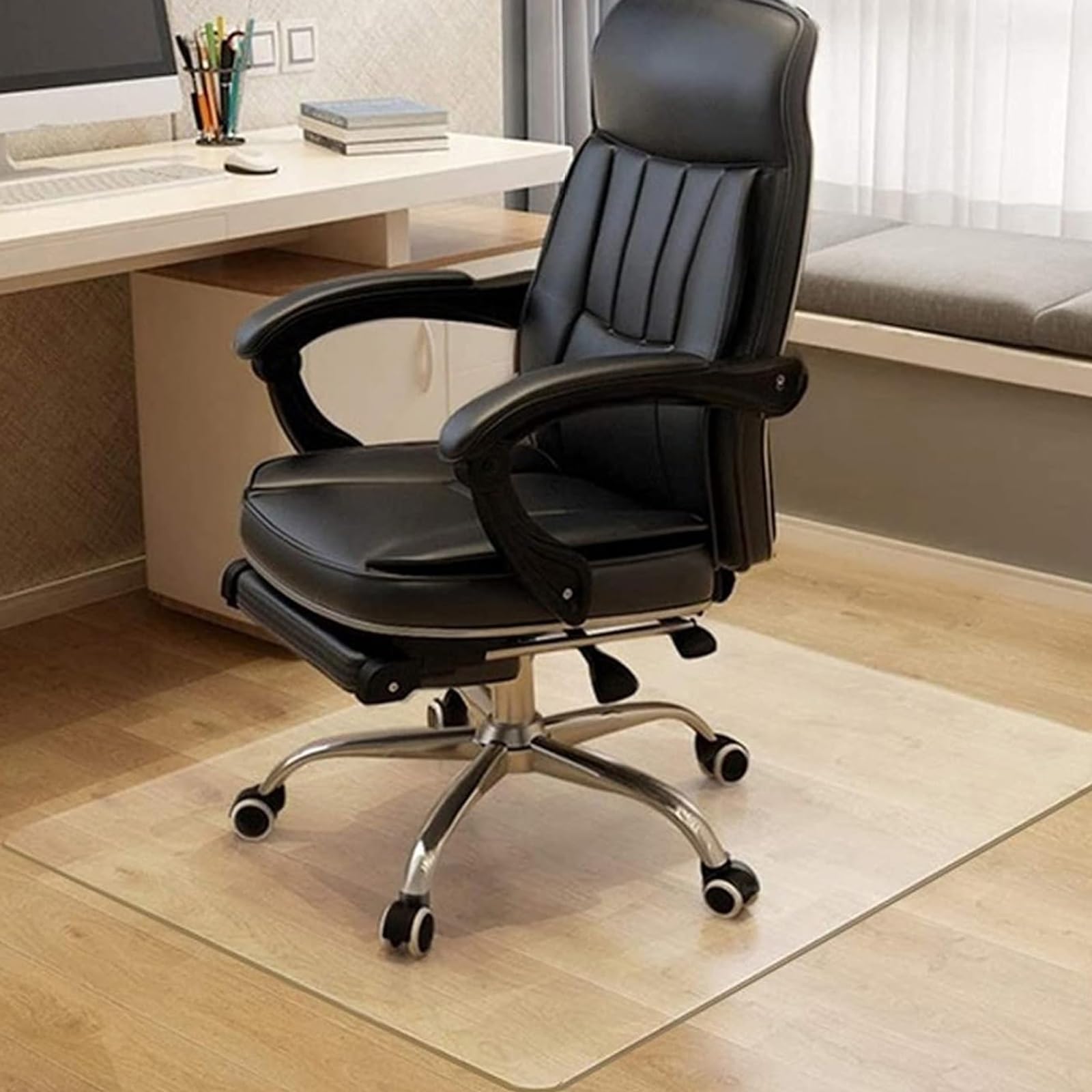 Clear Office Chair Mat PVC Floor Protector for Hardwood Tile Laminatem 0 06in 0 08in Thickness Ideal for