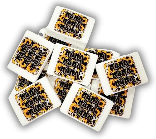 Perchas focales de silicona con diseño de girasol, Mama Bear  Paquete de 12 perchas Freshie para bolígrafos, hilo de chicle cuadrado blanco