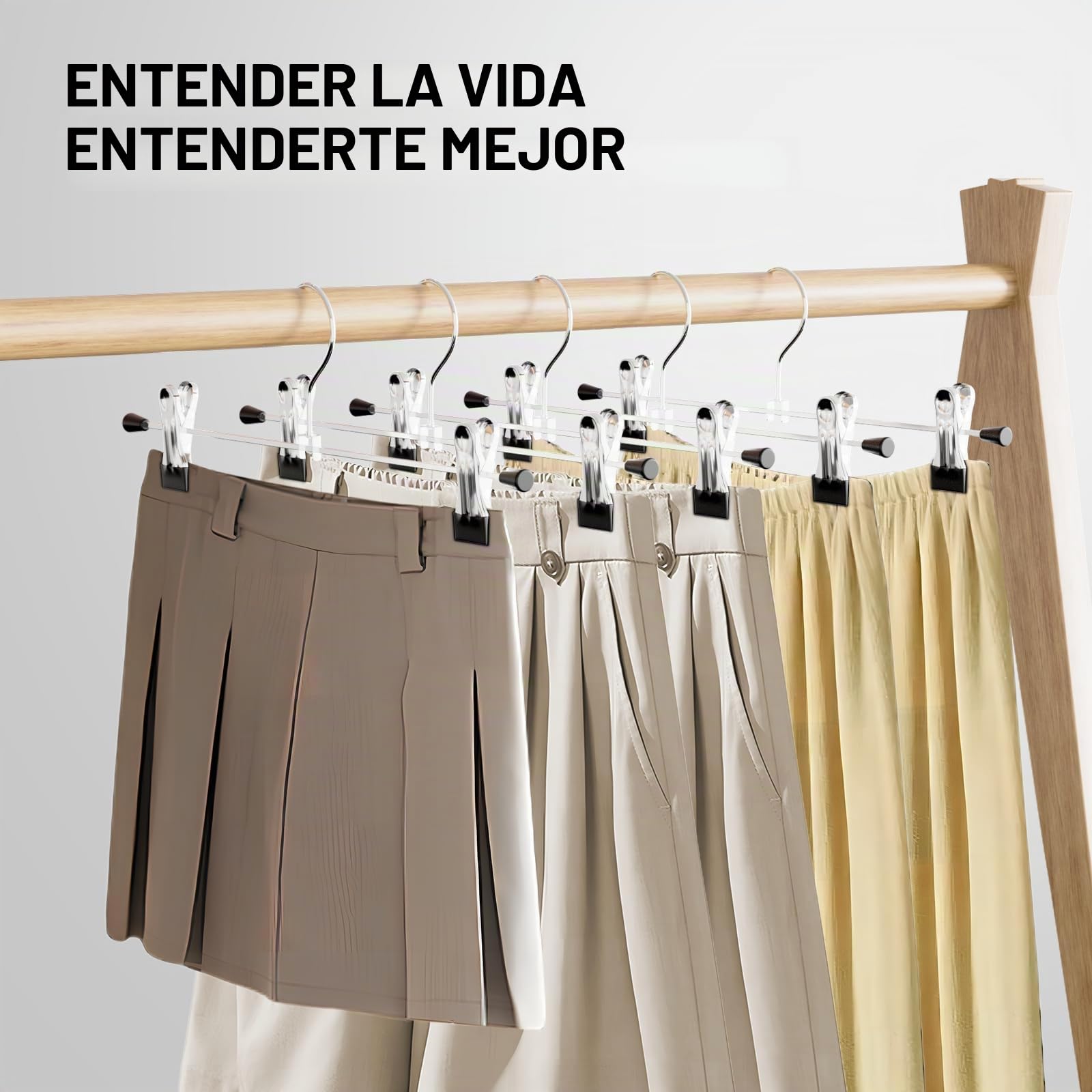 WEIDMAX Perchas para Pantalones y Faldas Cromadas Fuertes Con Clips Antideslizantes 28cm (11"), Metálicas para Calcetines, Paquete de 40