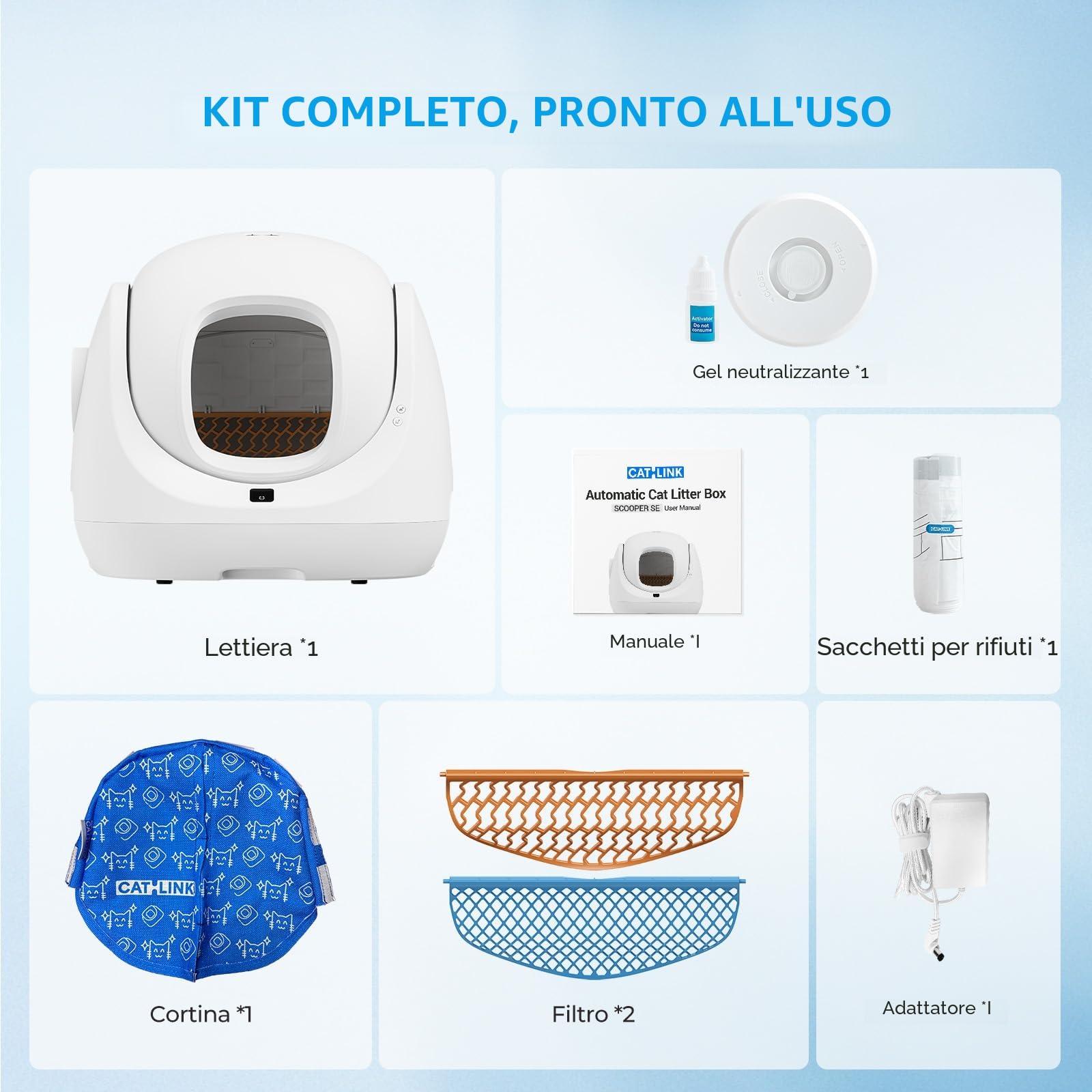 CATLINK Baymax Lettiera Gatto Autopulente,Lettiera Autopulente per Gatti 70L, Design Anti-Fuoriuscita Aggiornato, Tecnologia Anti-Odore e Sicurezza, Controllo App Intelligente, Ideale per Più Gatti