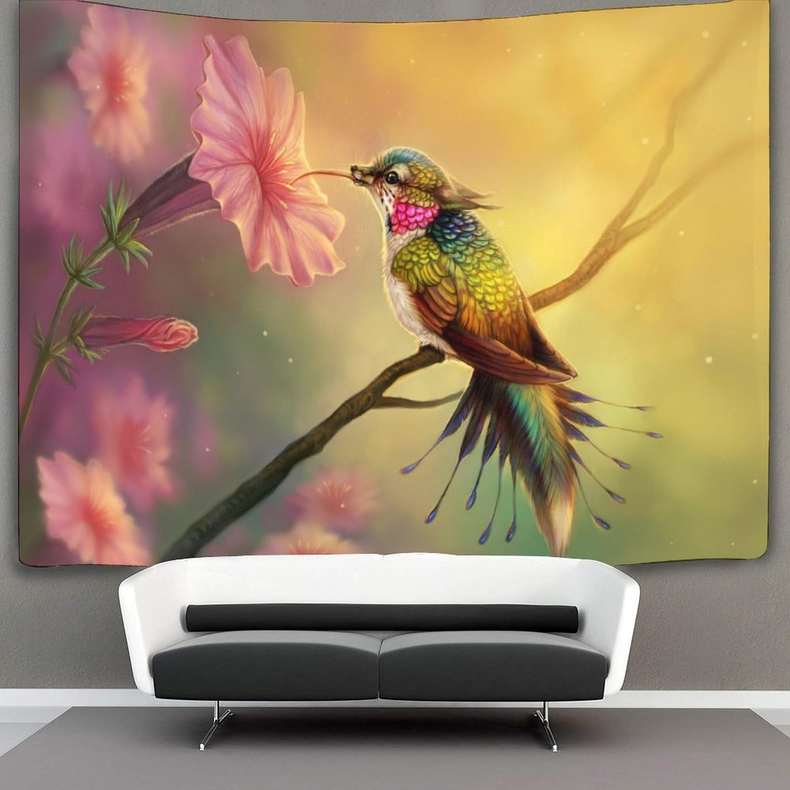 kaiyun Hummingbird Tapestry Birds Animals Tapestries 3D Wall Hanging Home Decorations for Room 130cmx150cm
