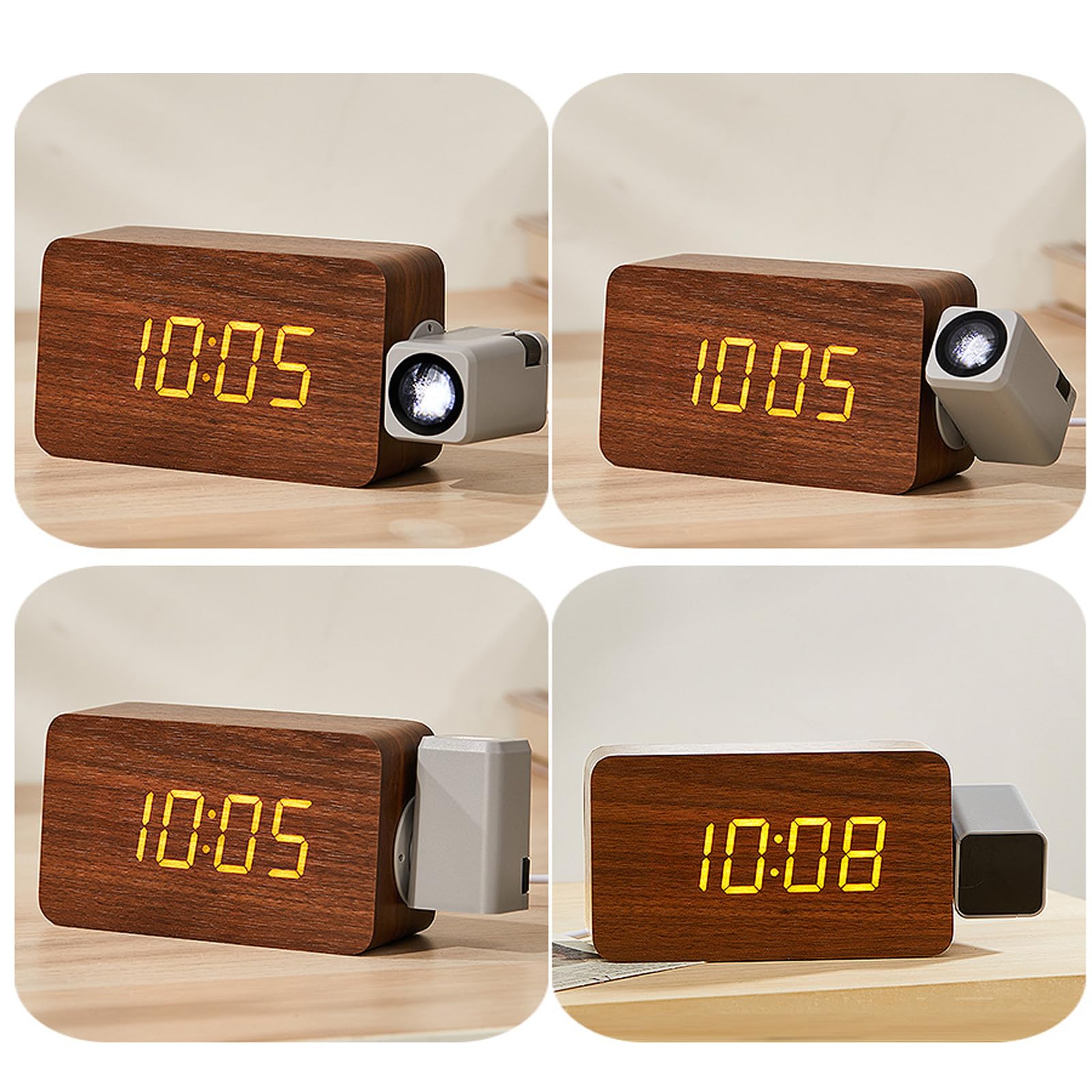 Digitaler Projektionswecker für Schlafzimmer: 180° drehbares Deckendisplay, Laute Alarme, Nachtlicht und Datumsprojektionsuhr für die Schlafzimmerdecke