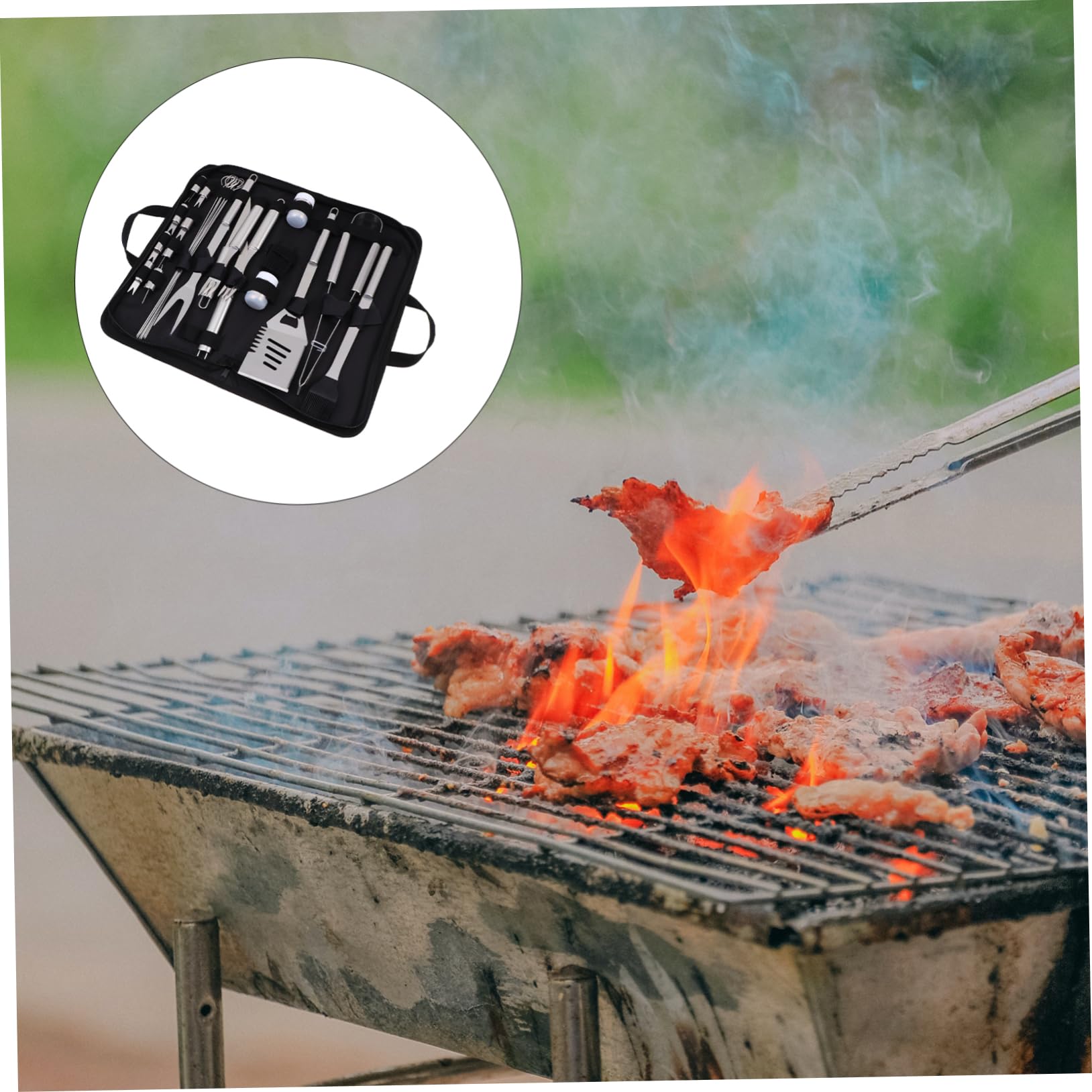 HANABASS Strumenti Barbecue in Acciaio Inox Per Esterno Nero Borsa Portaoggetti Accessori Per Strumenti Bbq Utensili Barbecue Professionale