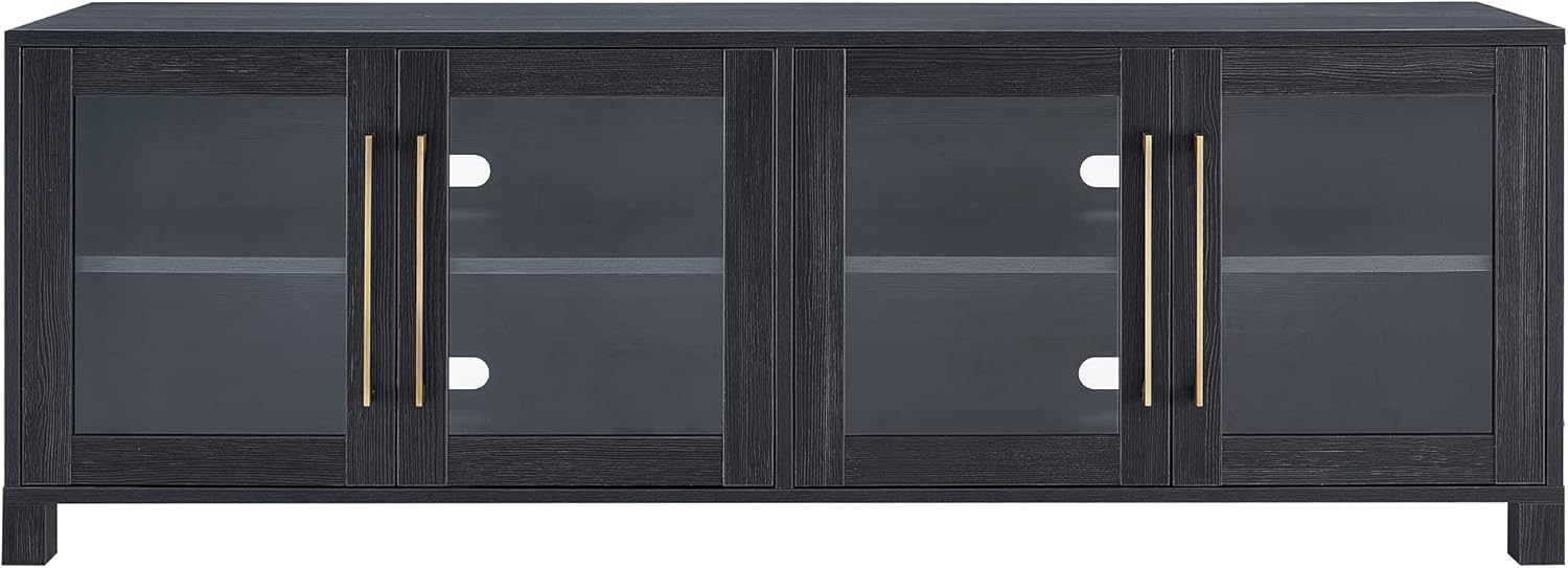 Henn&Hart Rectangular TV Stand for TV's up to 80" in Charcoal Gray, Electric Fireplace TV Stands for the Living Room