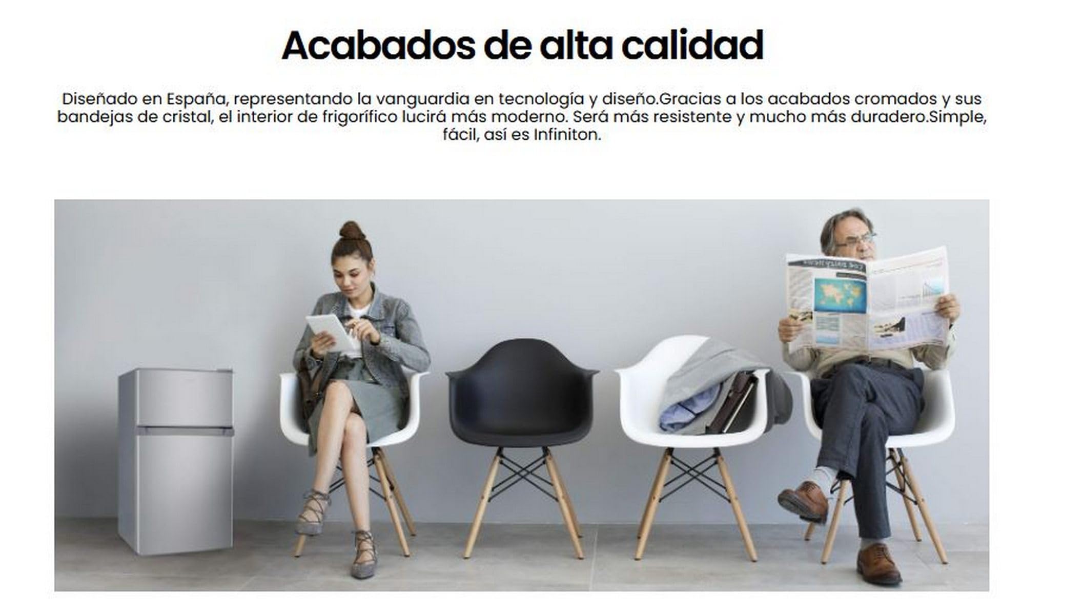 INFINITON Frigorifico Dos Puertas FG-85D8, 85 cm, 85 l, E, Blanco, Tirador Integrado, Luz LED (Blanco | FG-85D8WEH)