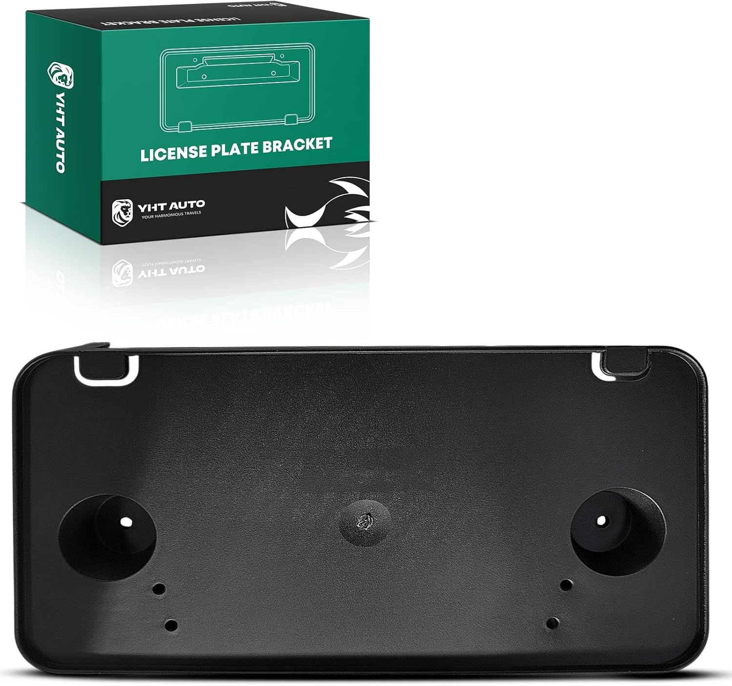 YHTAUTO Front License Plate Frame w/o Screws Compatible with Lincoln MKX 2011-2015, PP Plastic Black Bumper License Plate Bracket, No Drill Licence Plate Holder