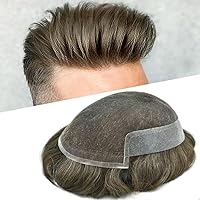 Vista 50 de FACE MIRACLE - Tupé frontal de encaje francés para hombres, sistema de reemplazo de cabello humano de encaje con pieza de pelo de poliuretano