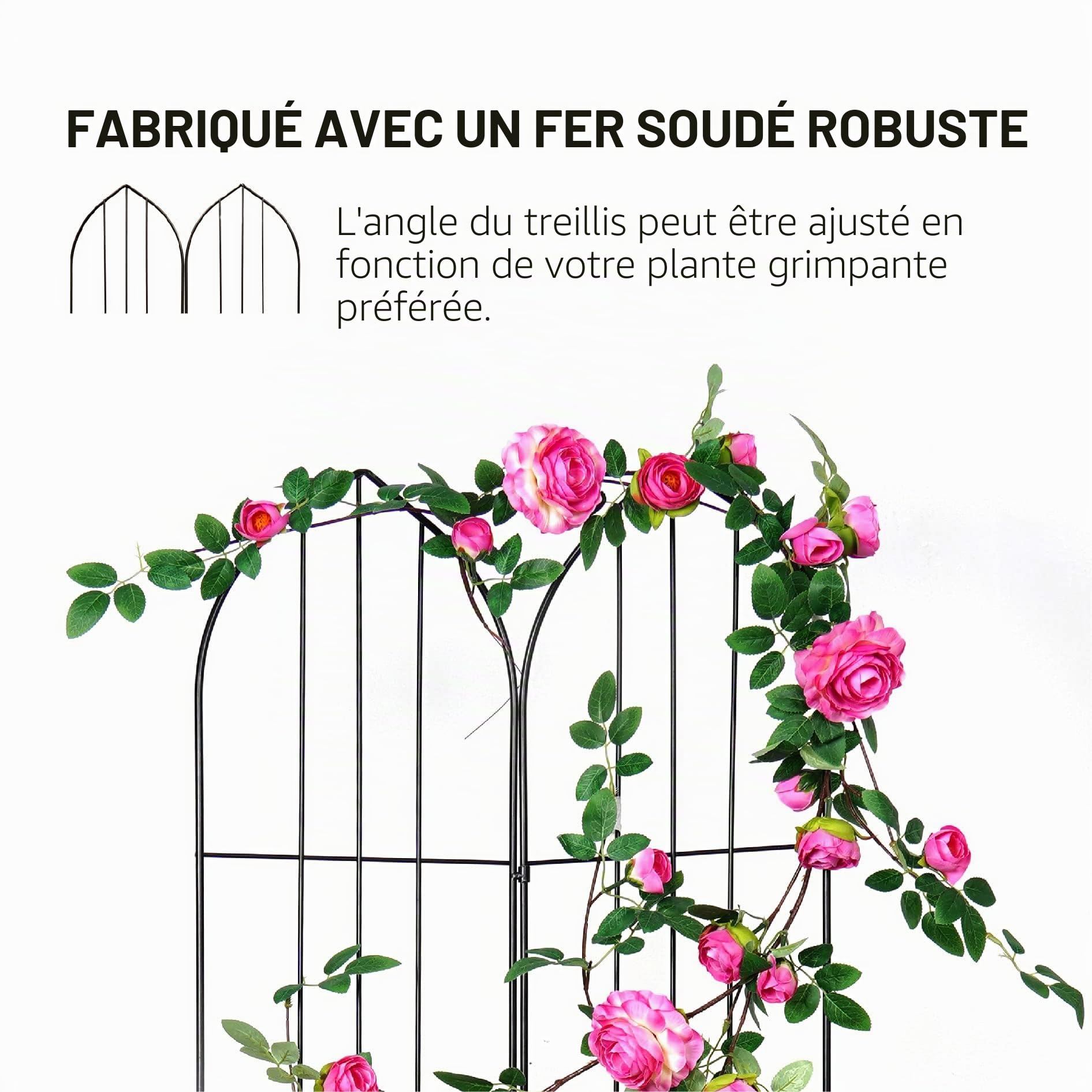 GARDEN Lot de 2 Treillis de Jardin pour vignes et Plantes grimpantes en Plein air, Panneaux de Grille en Fil de Fer pour pergola grimpante en Pot, Concombre, Tomate, Rose