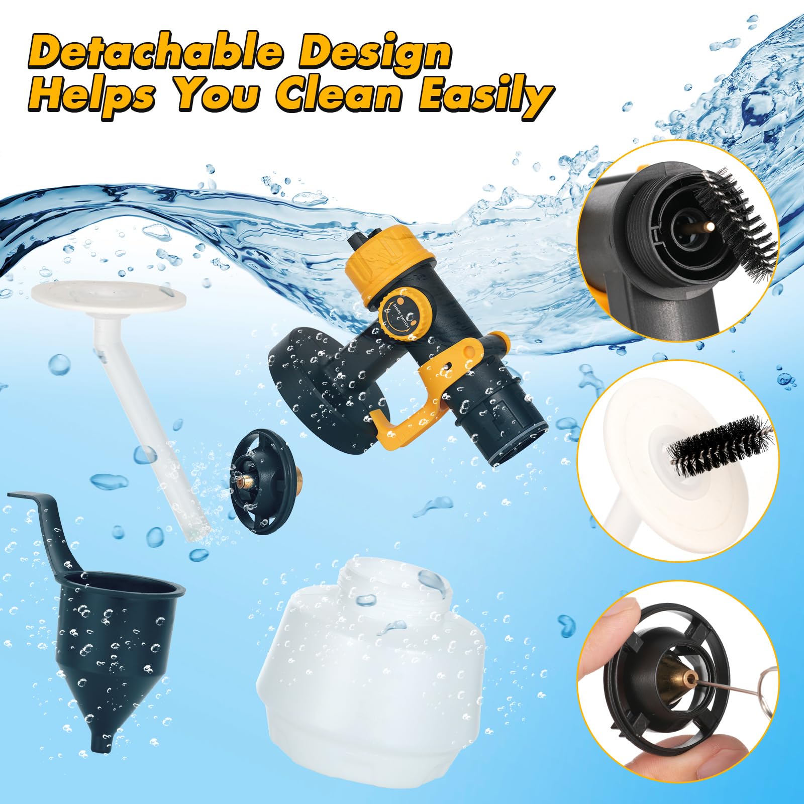 Velway Pistola de Pintura, 600W HVLP Pulverizador de Pintura Electrica con Contenedor de 1200ml, 5 Boquillas y 3 Patrones, Ideal para Muebles, Vallas, Paredes, Armarios, Bricolaje, Techos, Jardín
