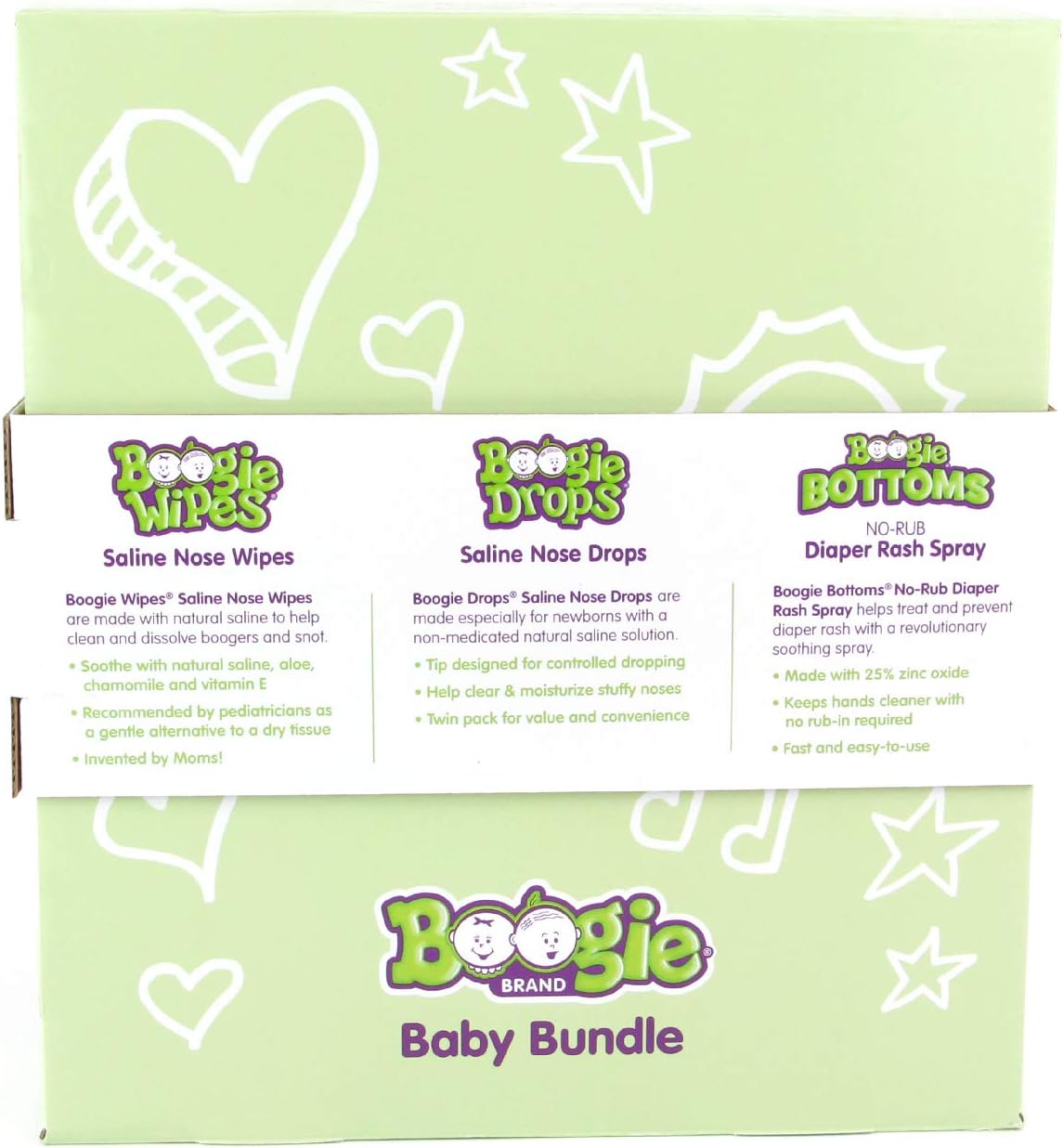 Baby Gift Set by Boogie Wipes, Baby Wipes by Boogie Wipes 120 Count, Diaper Rash Cream Spray by Boogie Bottoms 1 Pack, Baby Nasal Saline Drops by Boogie Drops 2 Pack : Everything Else