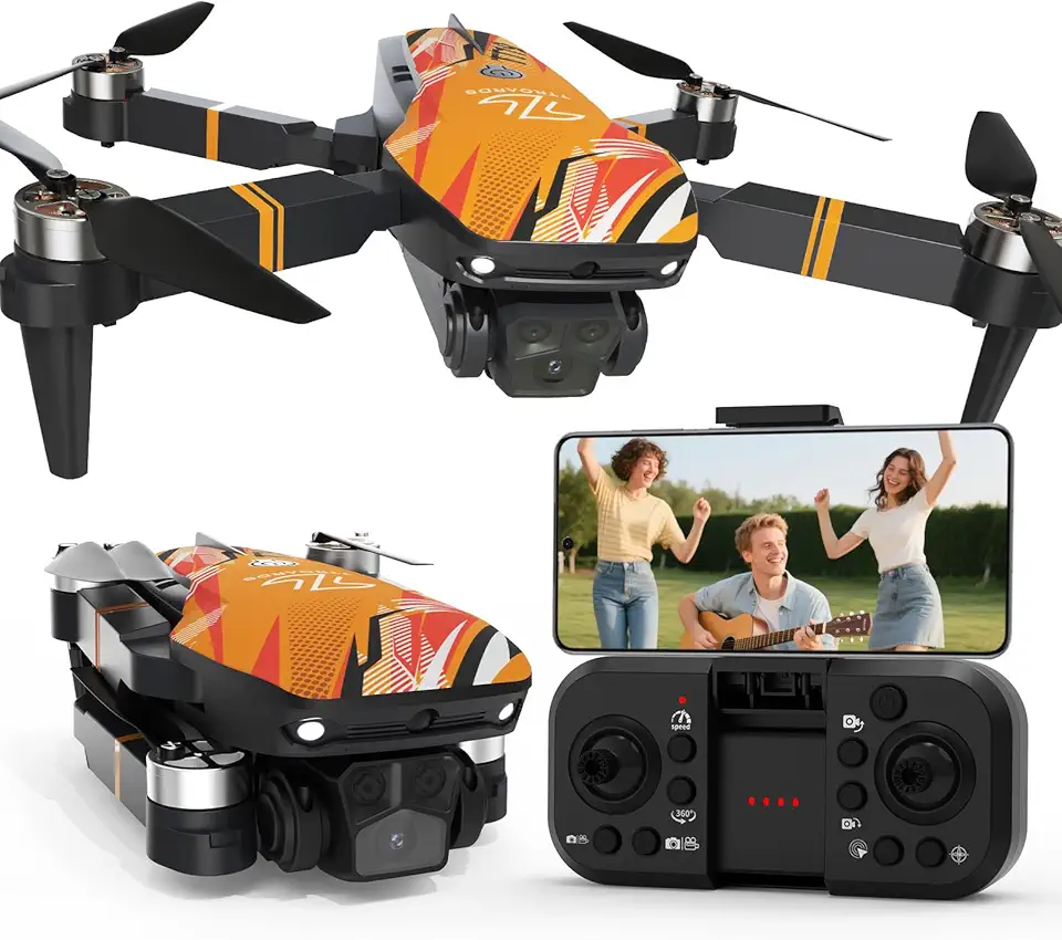 Drone TT19 com câmera 1080P para adultos, drones com função de prevenção de obstáculos de 270°, motor sem escova, resistência ao vento nível 3, mini drone quadricóptero dobrável para iniciantes