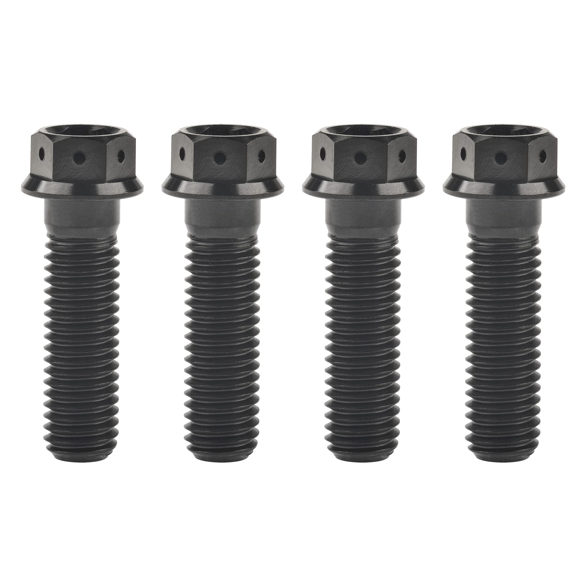 Bullone a testa esagonale in titanio M10 20 25 30 35 40 45 50 55 60 65 70 75 80 85 90 mm, confezione da 4 viti (M10 x 35 mm, passo 1,25 mm, colore: nero
