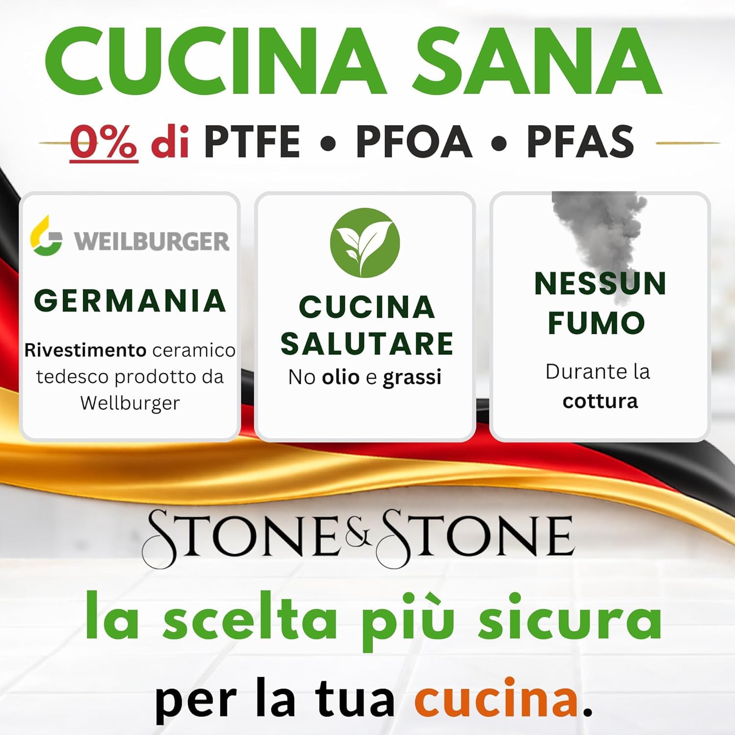 Stone&Stone Doppia Griglia Bistecchiera Rettangolare 32 x 25 cm, Padella Fornetto Antiaderente Ceramica Tedesco, 2 Piastre Separabili, Induzione Gas, Chiusura Ermetica, con Pinza, Senza PFAS PTFE PFOA