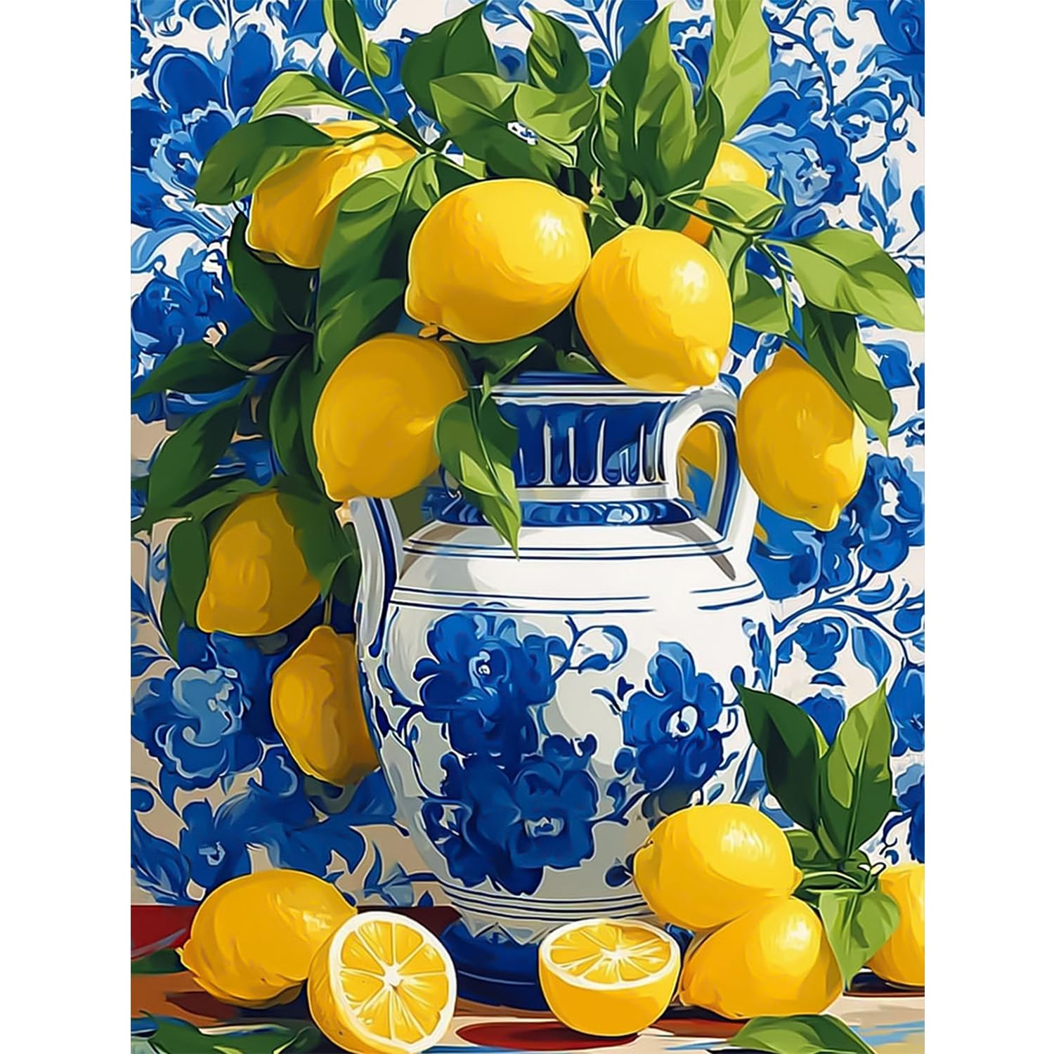 TOSTOG Lemon Diamond Painting Kits for Adults, Blue and White Porcelain vase 5D DIY Diamond Art Kit Full Drill Diamond Crystal Rhinestone Arts and Crafts Picture for Home Wall Decor 30x40cm โ image 1