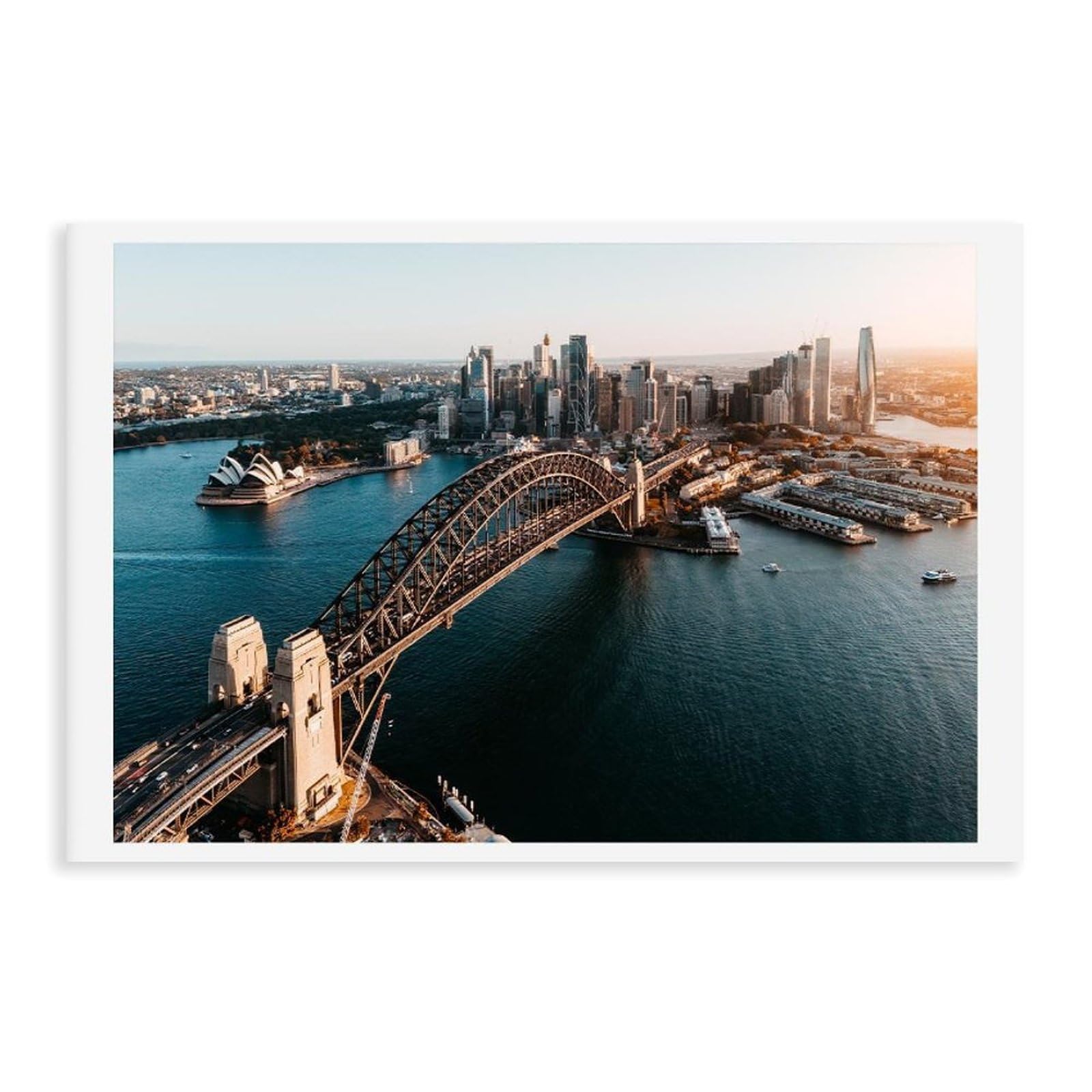 HEYANM Sydney Harbour Bridge Opera House Print Australia Skyline Wall Art Canvas Poster Wall Art Paintings for Living Room Bedroom Decoration Unframe 20x30inch