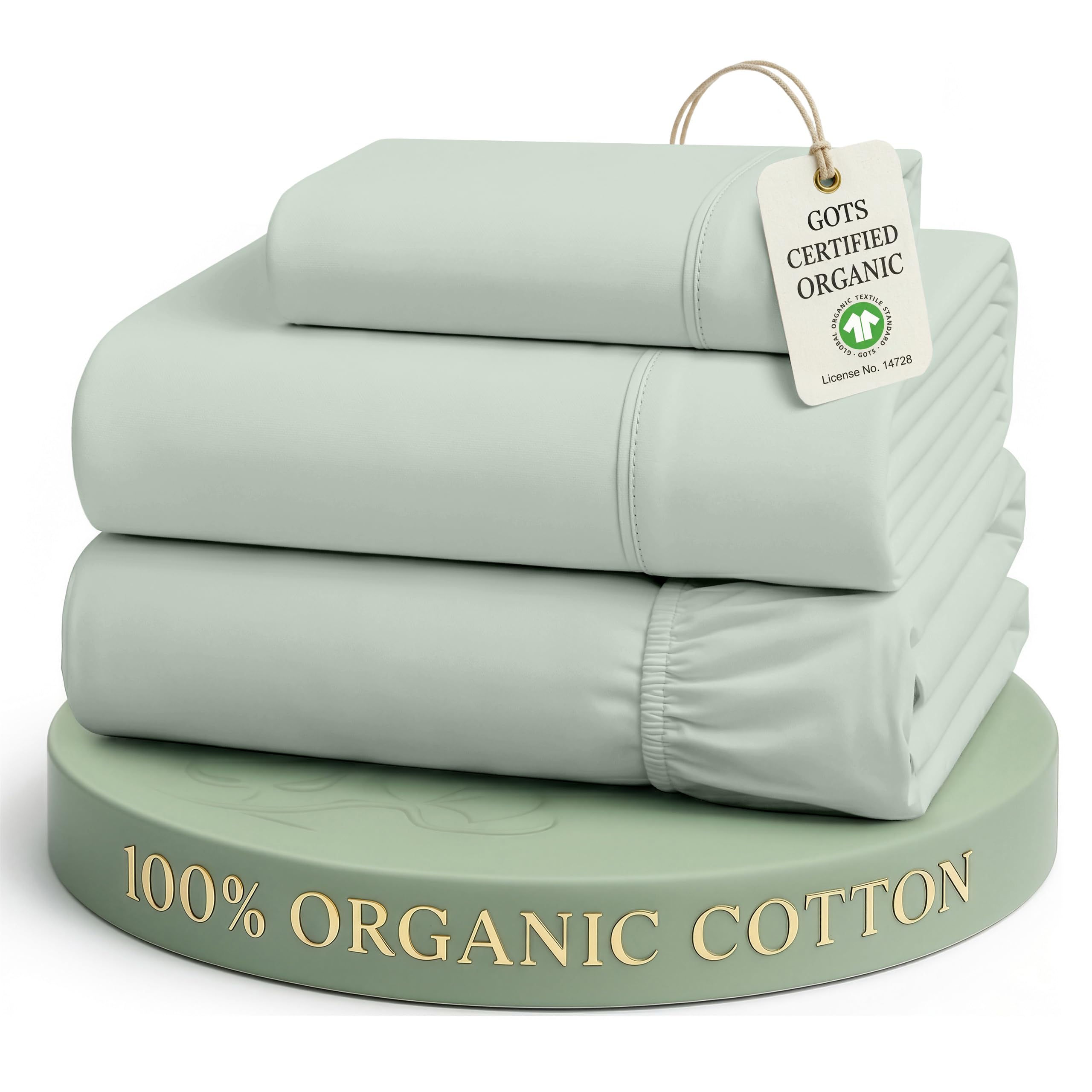 Lane Linen 100% Organic Cotton Twin XL Sheet Set – 3 Piece Percale Bedsheets, Soft & Breathable, Deep Pocket Fits Up to 15” Mattress, Long-Staple Cotton Sheets for Dorms & Guest Rooms – Cool Blue — image 1