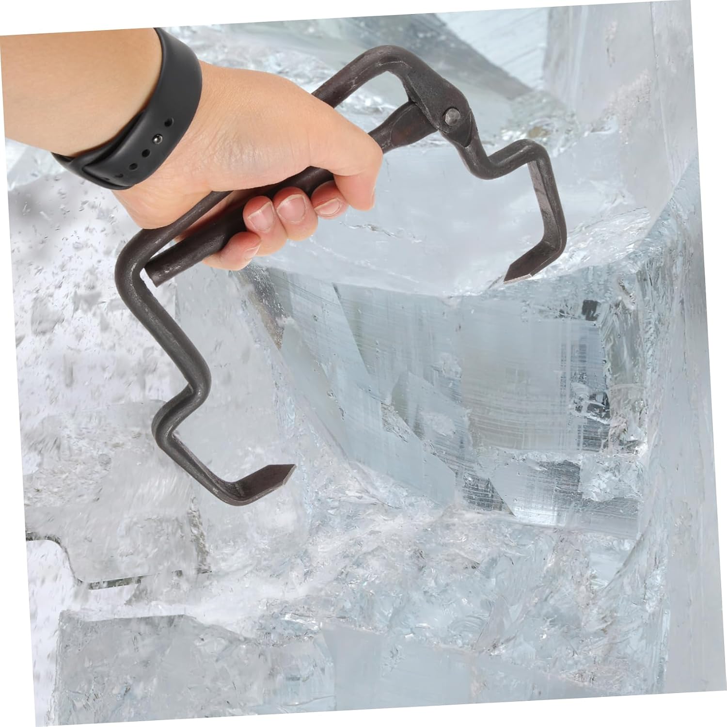 OUNONA Industrial Ice Tong Lifter Tool for Ice Factories and Outdoor Sculptures