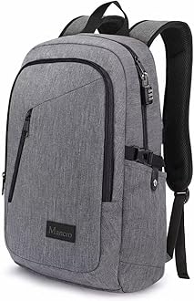 Mancro Laptop Backpack for Travel, Anti-theft Laptop Backpack for Men Business Backpack Work Daypack with USB Charging Port, Grey