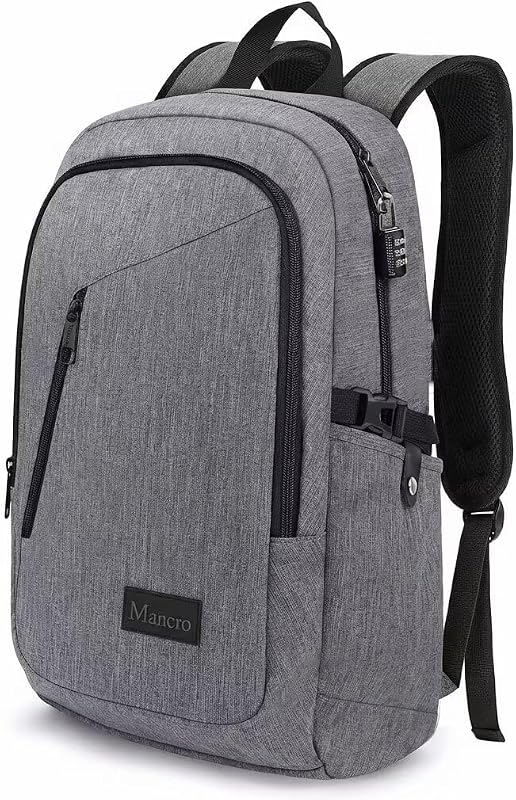 Laptop Backpack for Travel, Anti-theft Business Backpack for Men | Water Resistant Work Daypack with Lock, Travel Computer Bag with Laptop Compartment Fits 15.6 Inch Laptop for Men Women, Grey