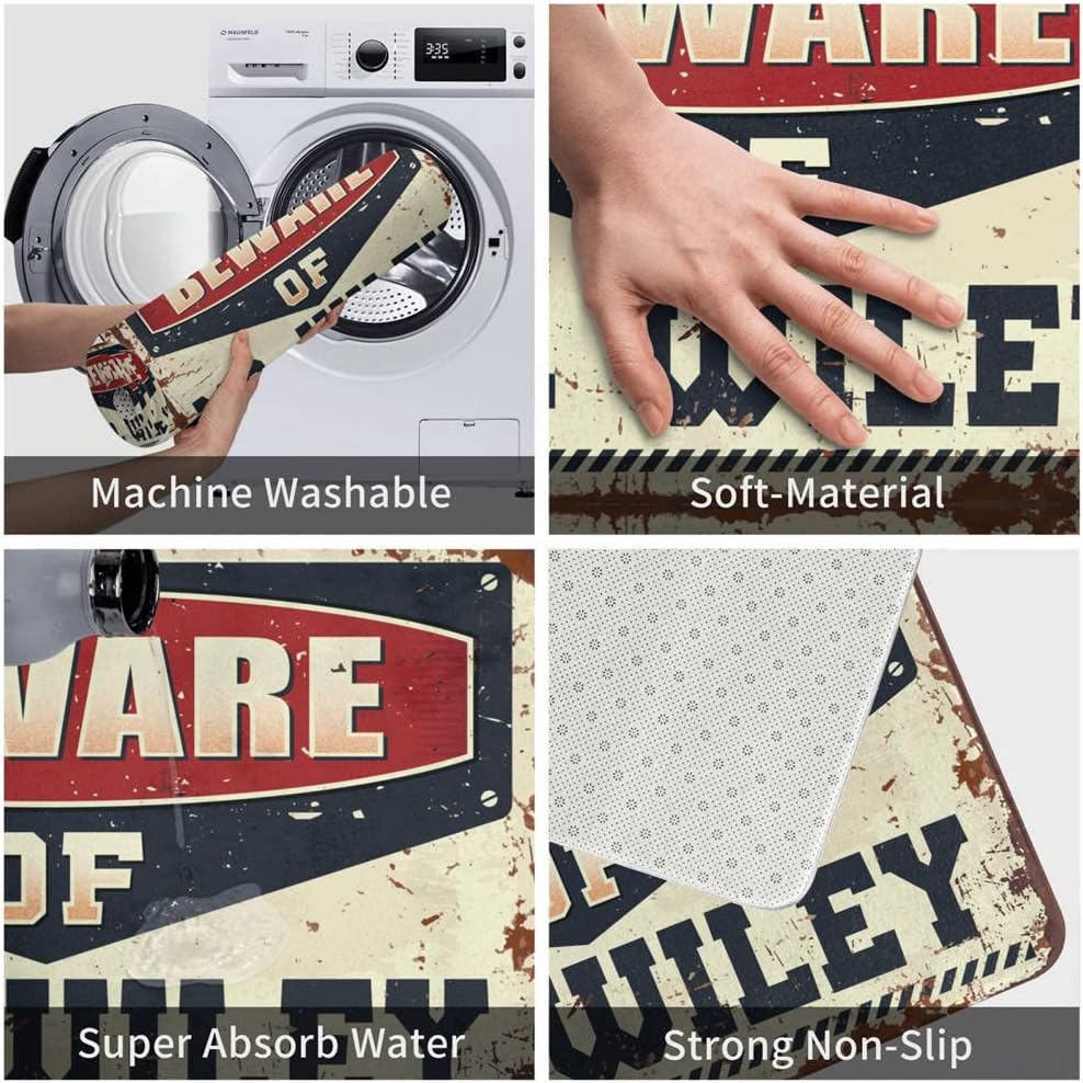 Doormats for Outdoor Entrance Home Funny Beware of Mr. Wiley Rug Outdoor Bar Accessories Decor Spring Porch Decor(65X90CM)