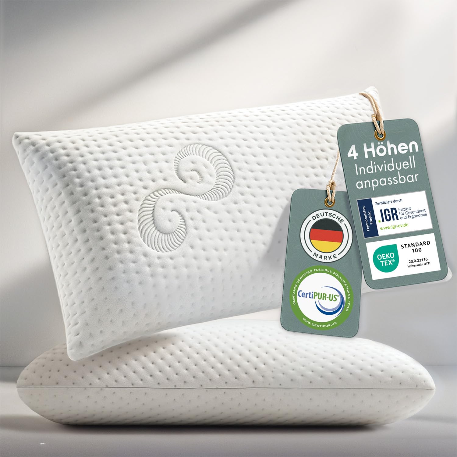 Blumtal Nackenstützkissen aus Memory Foam – Memory Foam Kopfkissen 70x36cm, Kopfkissen mit waschbarem Bezug, Oeko-TEX Zertifiziert, Nackenkissen für alle Schlaftypen 8,5 cm Höhe