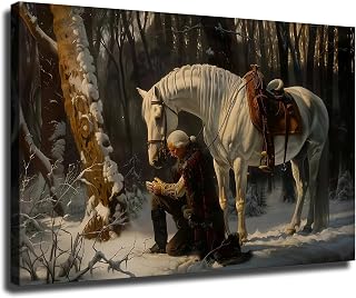 George Washington Prayer at Valley Forge Canvas, George Washington Praying on Canvas, Founding Father Christian Print Ready to Hang for Modern Home Decor and Wall Decoration (16x24 inch,UnFramed)