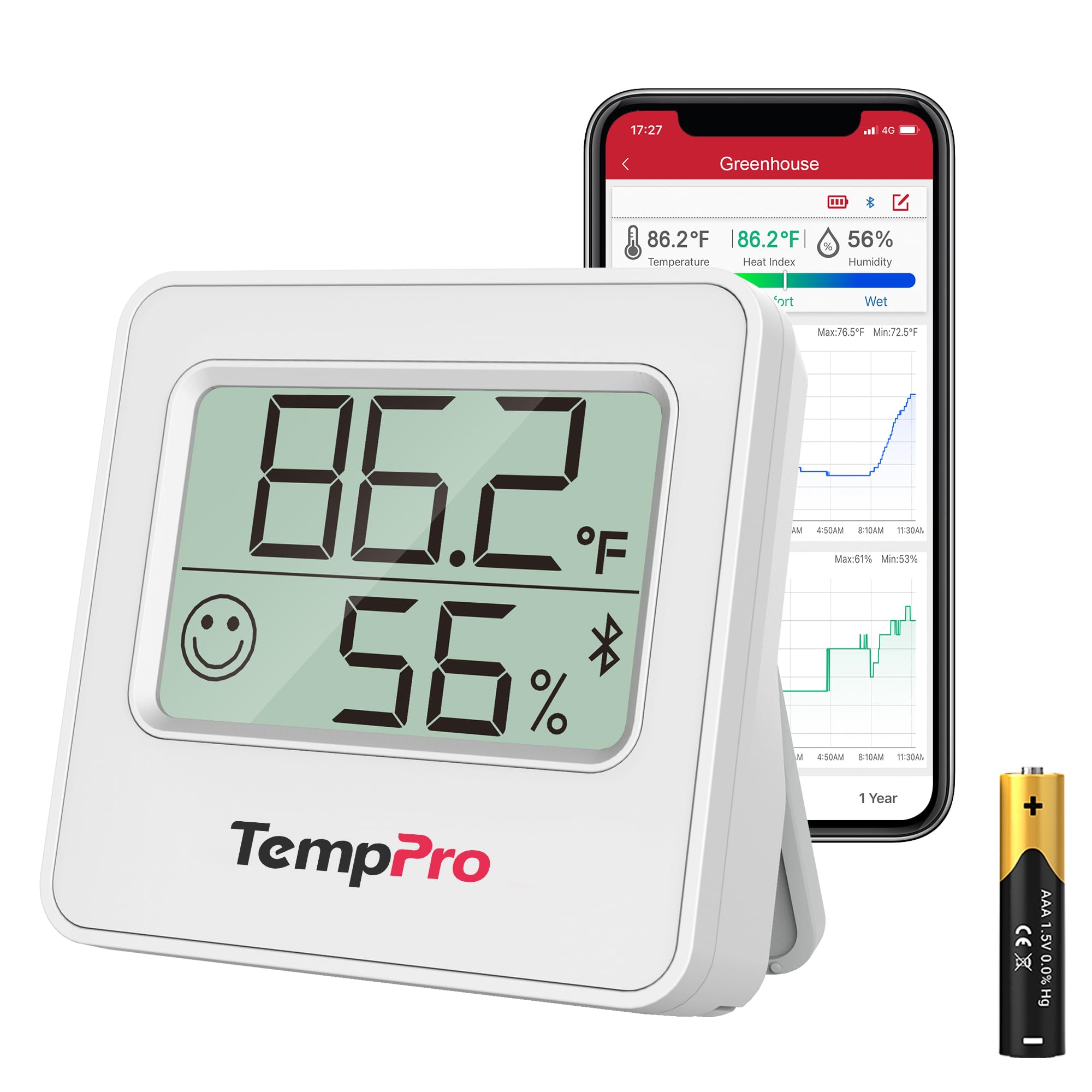 ThermoPro Bluetooth Digital Hygrometer Room Thermometer Indoor Thermometer and Humidity Gauge with App Alert Data Storage for Home Greenhouse Cellar-image-44