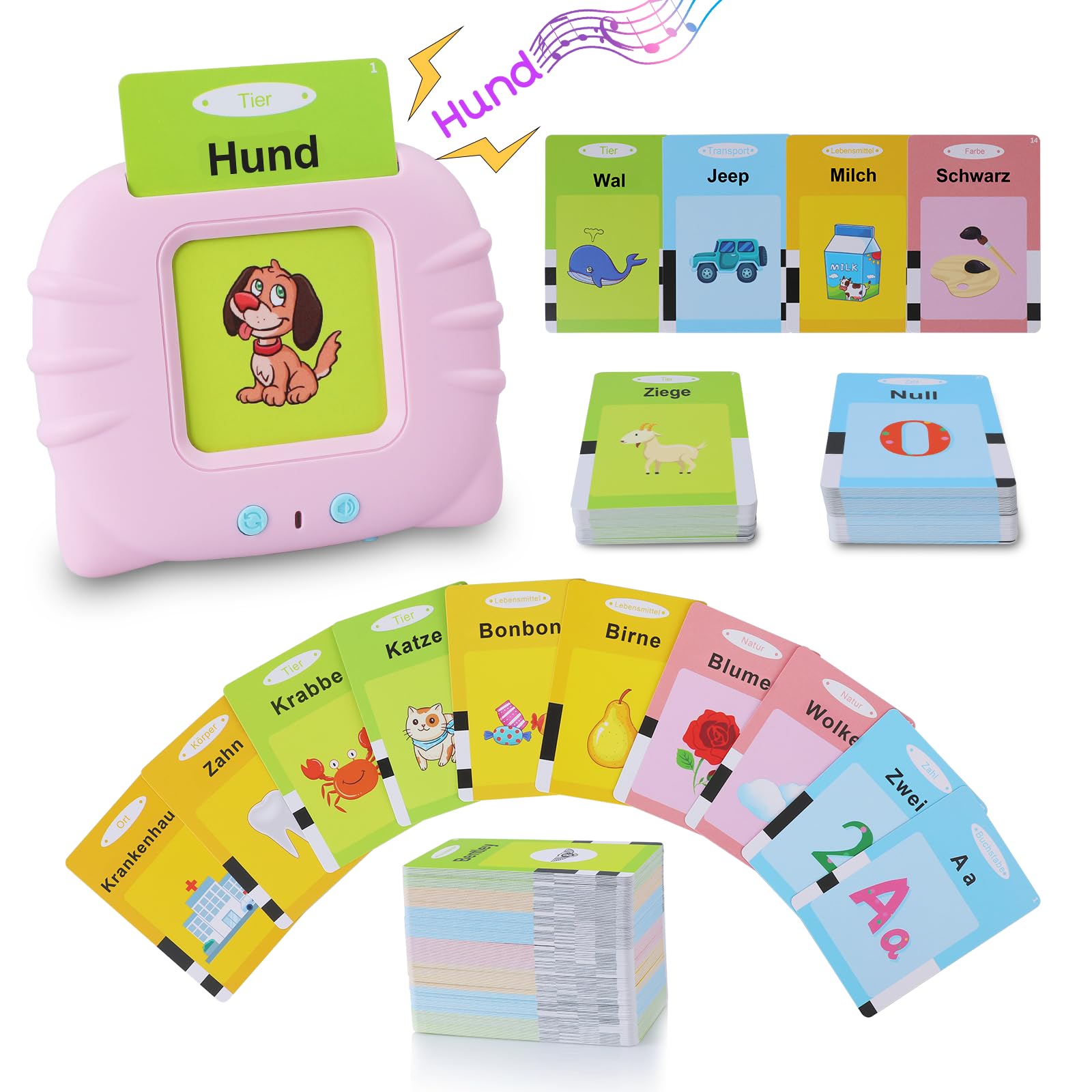 Tarjetas Flash Parlantes Juguetes de Aprendizaje para Niños Pequeños 1-6 Años, 112 Hojas 224 Español Palabras, Juguetes Educativos Audibles, Recurso Preescolar Juguete Interactivo Electrónico - Azul — view 17