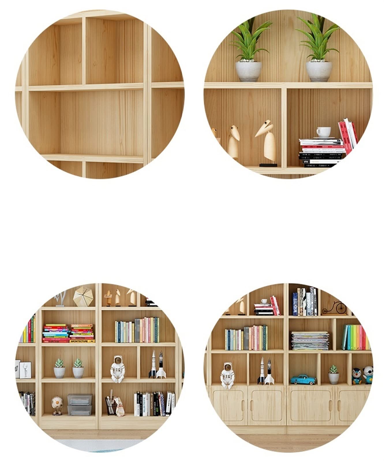 Étagère de bibliothèque Simple en Bois Massif, étagère en Bois de pin, Armoire d'étudiant pour Enfants de Salon à Domicile (180x120x24cm (AC))