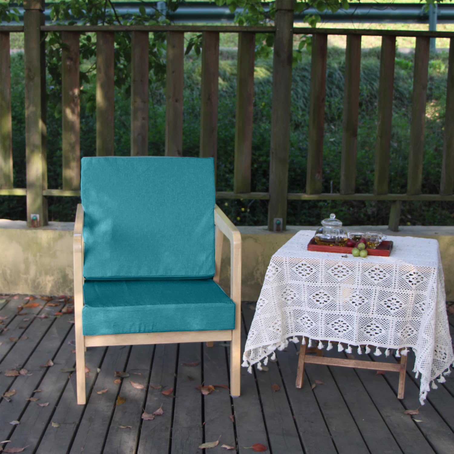 Teal Patio Seat Covers - Waterproof Cushion Slipcovers -4