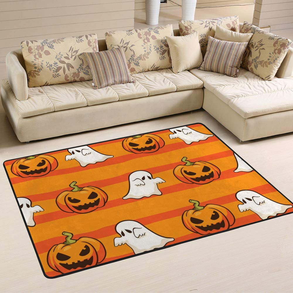 Tapis motif citrouille fantôme Halloween grand tapis salon chambre Ruchen